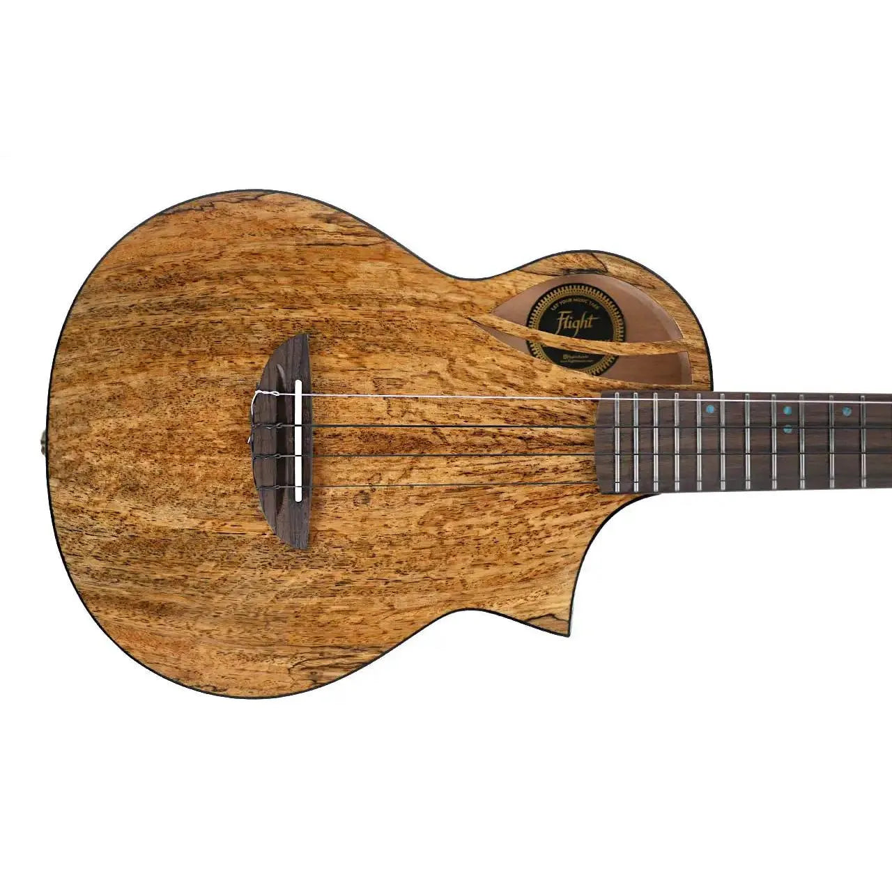 Flight AVIATOR-CE tenor ukulele with solid mango top, dark wood bridge, and rosewood fretboard.