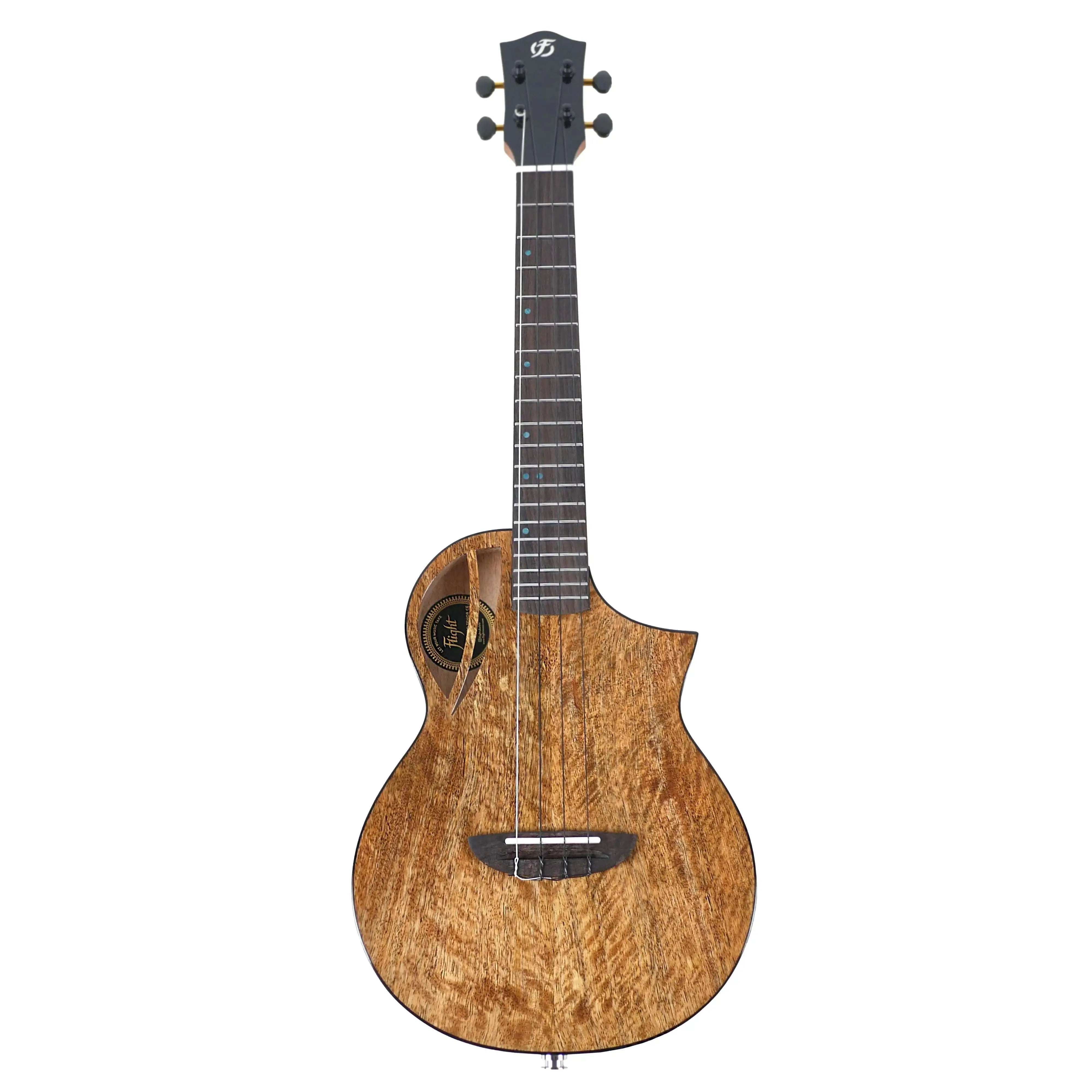 Flight AVIATOR-CE Tenor Ukulele with solid mango top, cutaway body, and black headstock.