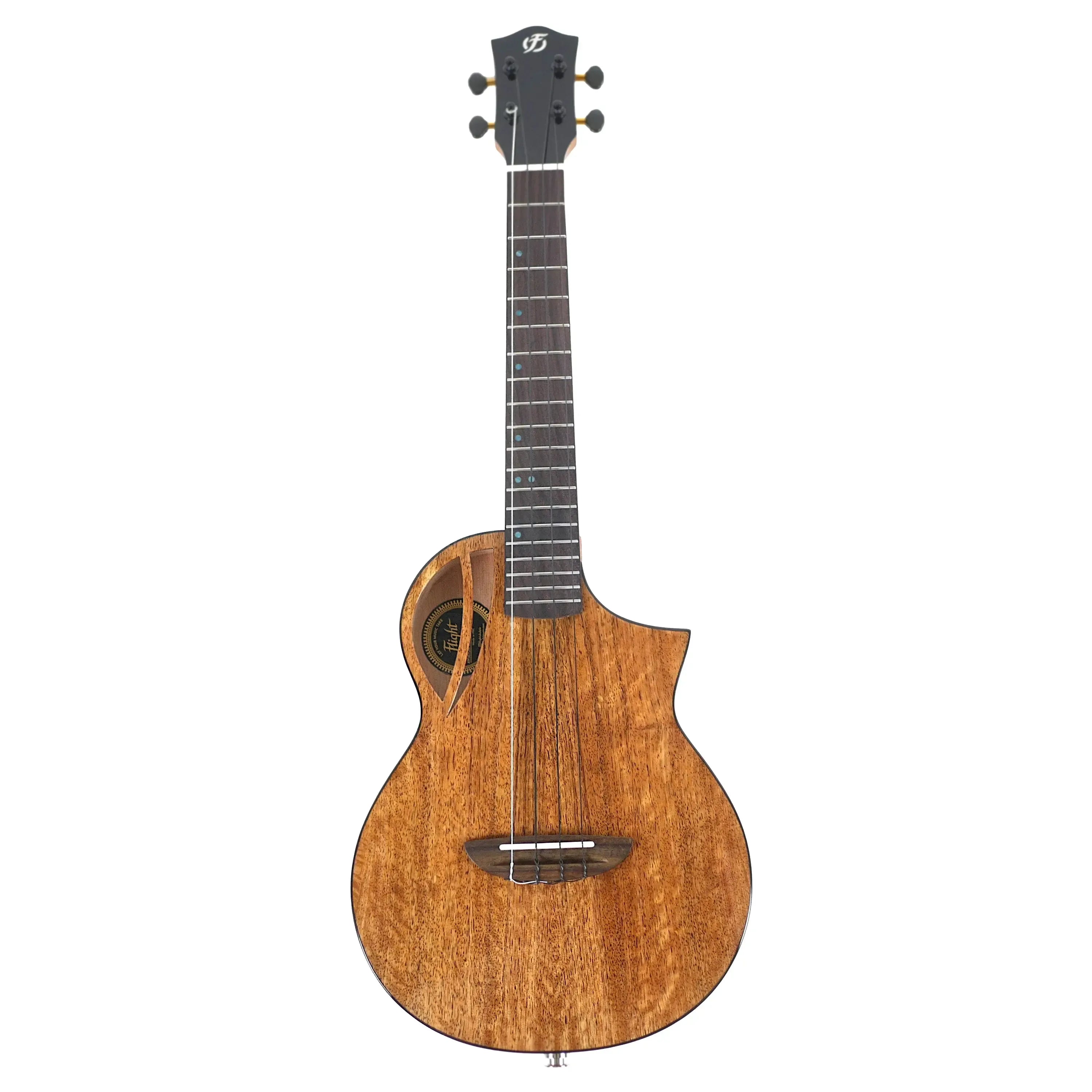 Flight AVIATOR-CE Tenor Ukulele with solid mango top, cutaway body, and black headstock.