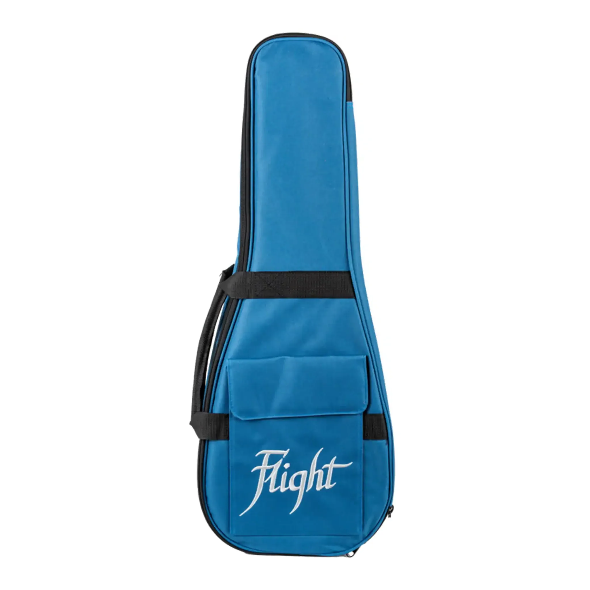 Flight Centurion GT blue ukulele gig bag with black straps and white Flight logo.