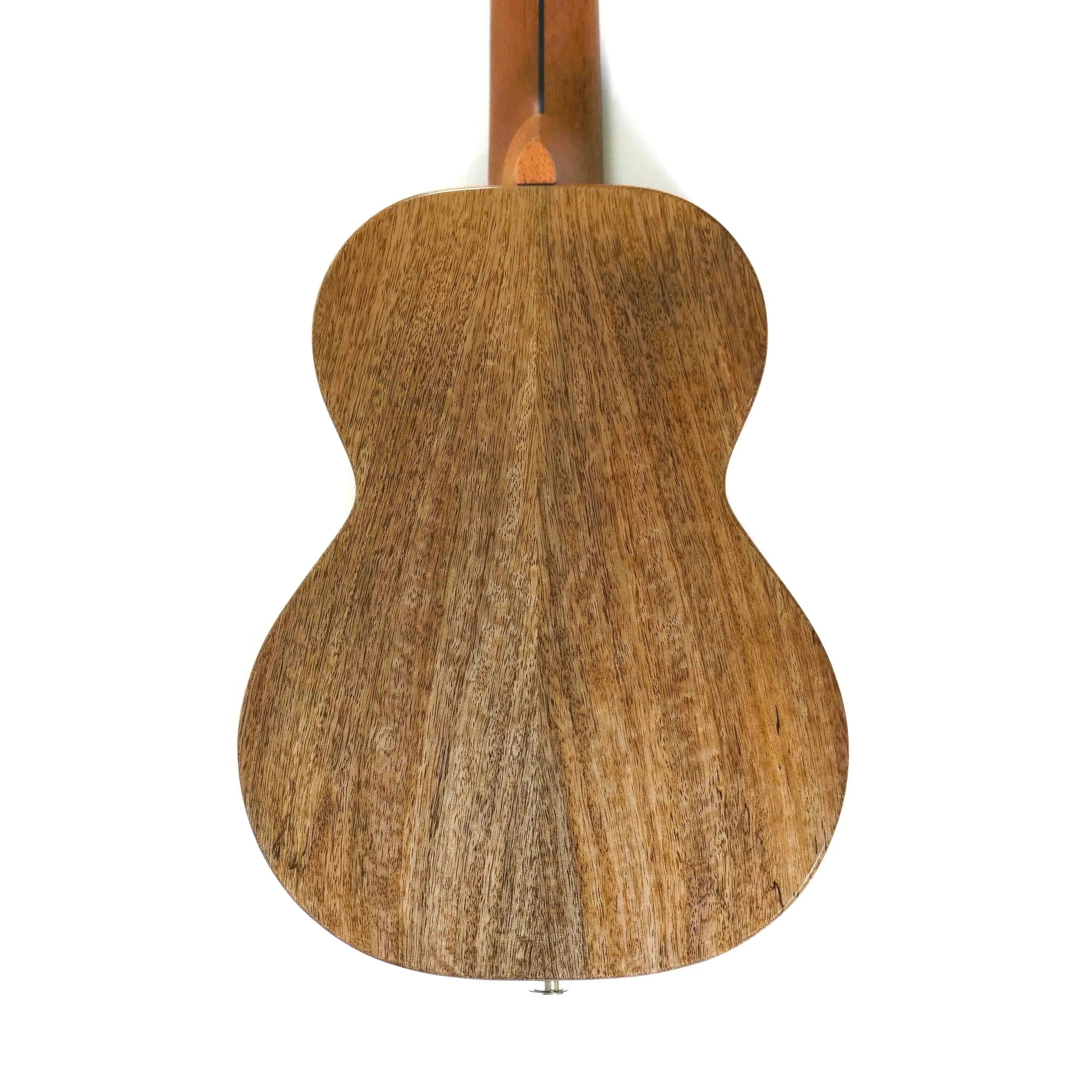 Back of a Flight Comet Tenor Ukulele, showing the natural wood grain of the solid mango.