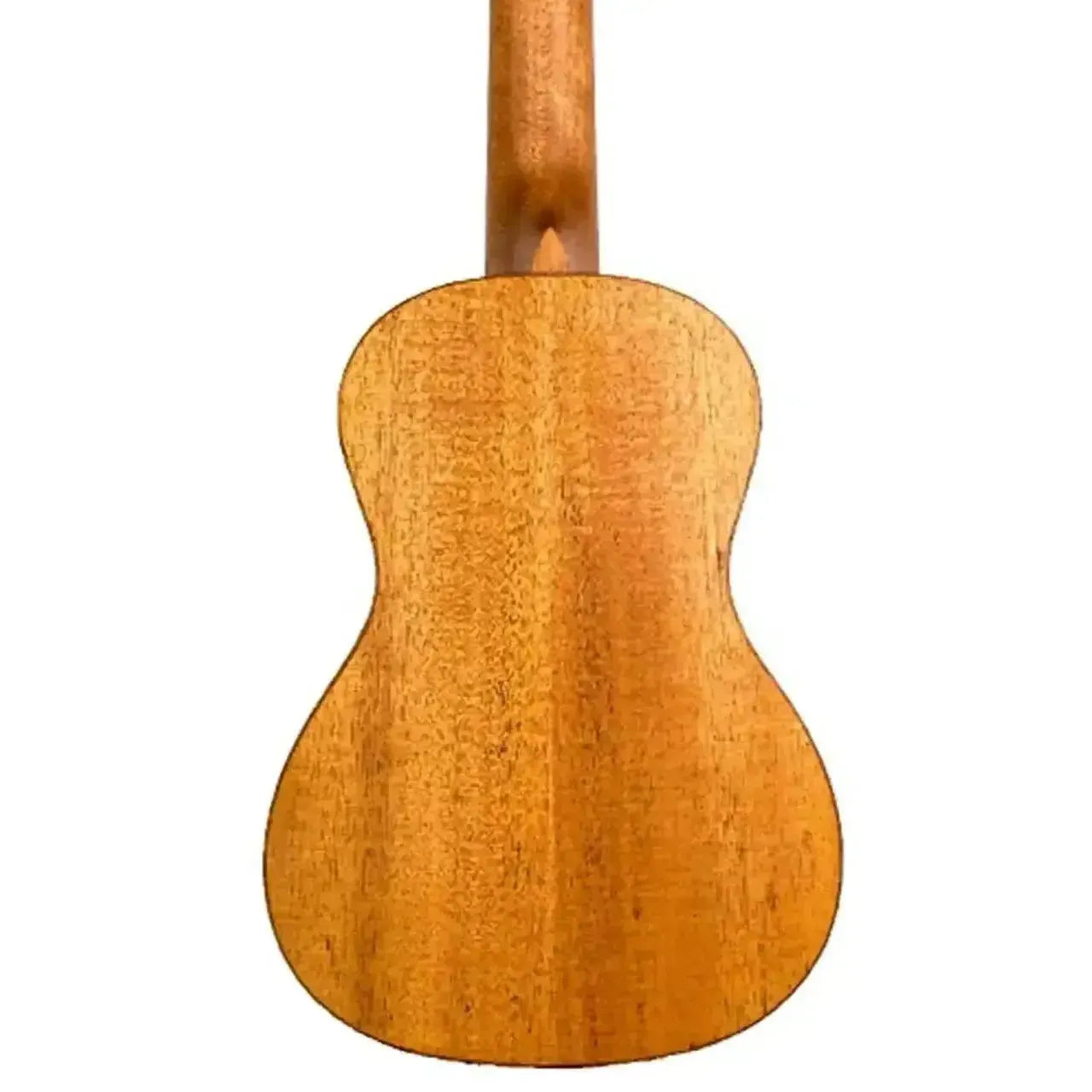 Back of a Flight DUC373 African Mahogany Concert Ukulele with a warm, natural wood grain and satin finish.