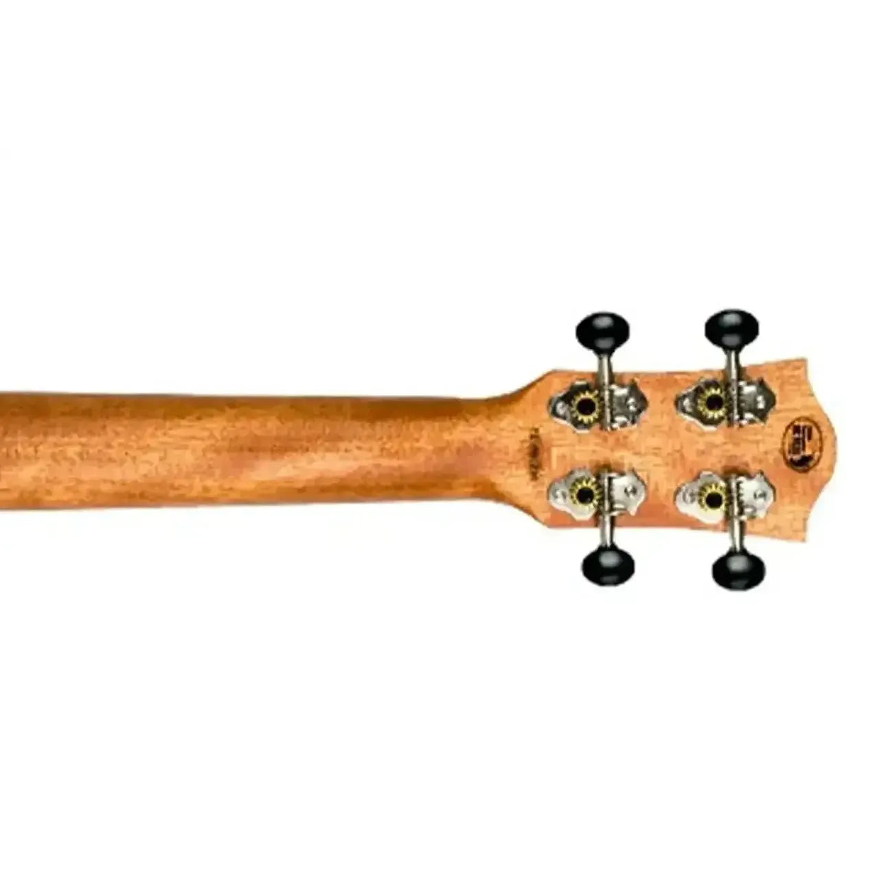 Back of Flight DUC373 African Mahogany Concert Ukulele neck and headstock with geared tuners.