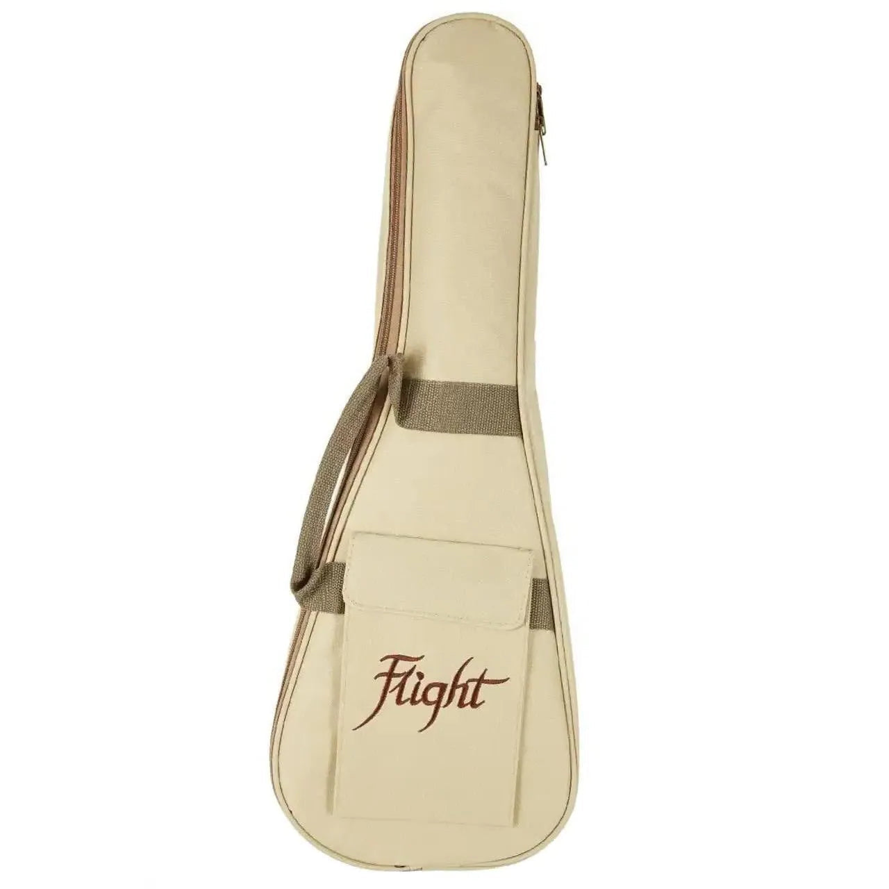 Flight DUC450 MAN Mango Concert Ukulele soft gig bag in cream with brown trim and logo.