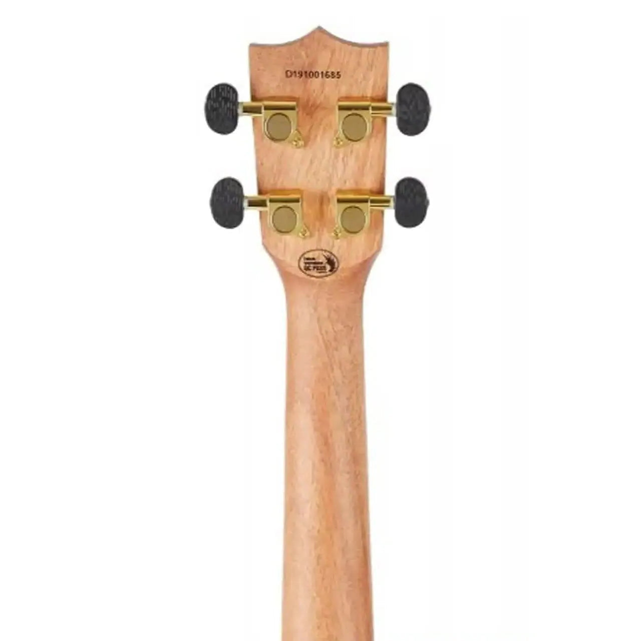 Flight DUC450 Mango Concert Ukulele headstock and neck, showing gold tuners and light wood grain.
