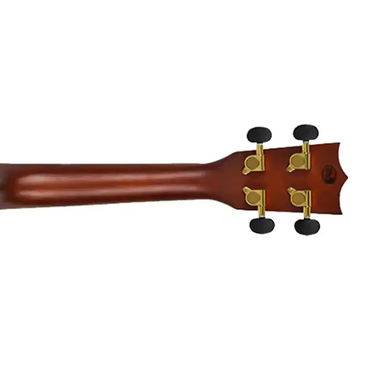 Flight DUC460 Amara Concert Ukulele neck and headstock with gold die-cast tuners.