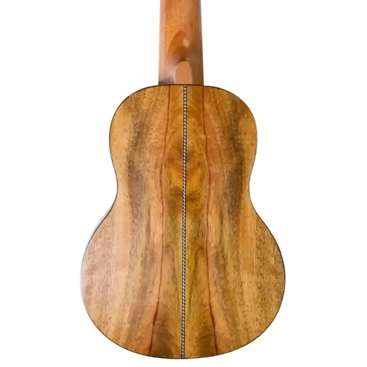 Back of a Flight DUS450 Supernatural Series Mango Soprano Ukulele with natural wood grain.