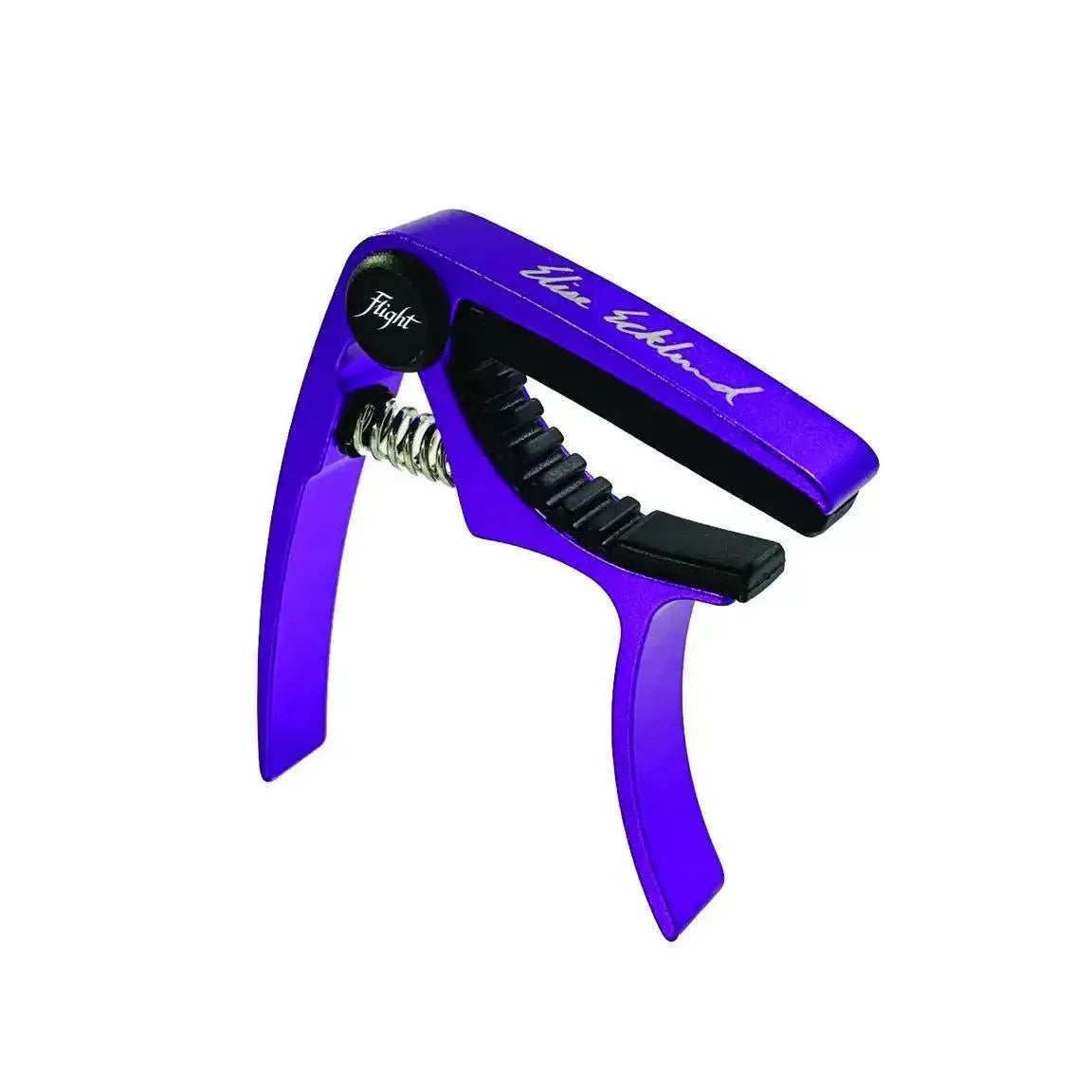 Flight Elise Ecklund signature ukulele capo in matte purple with spring-loaded design.