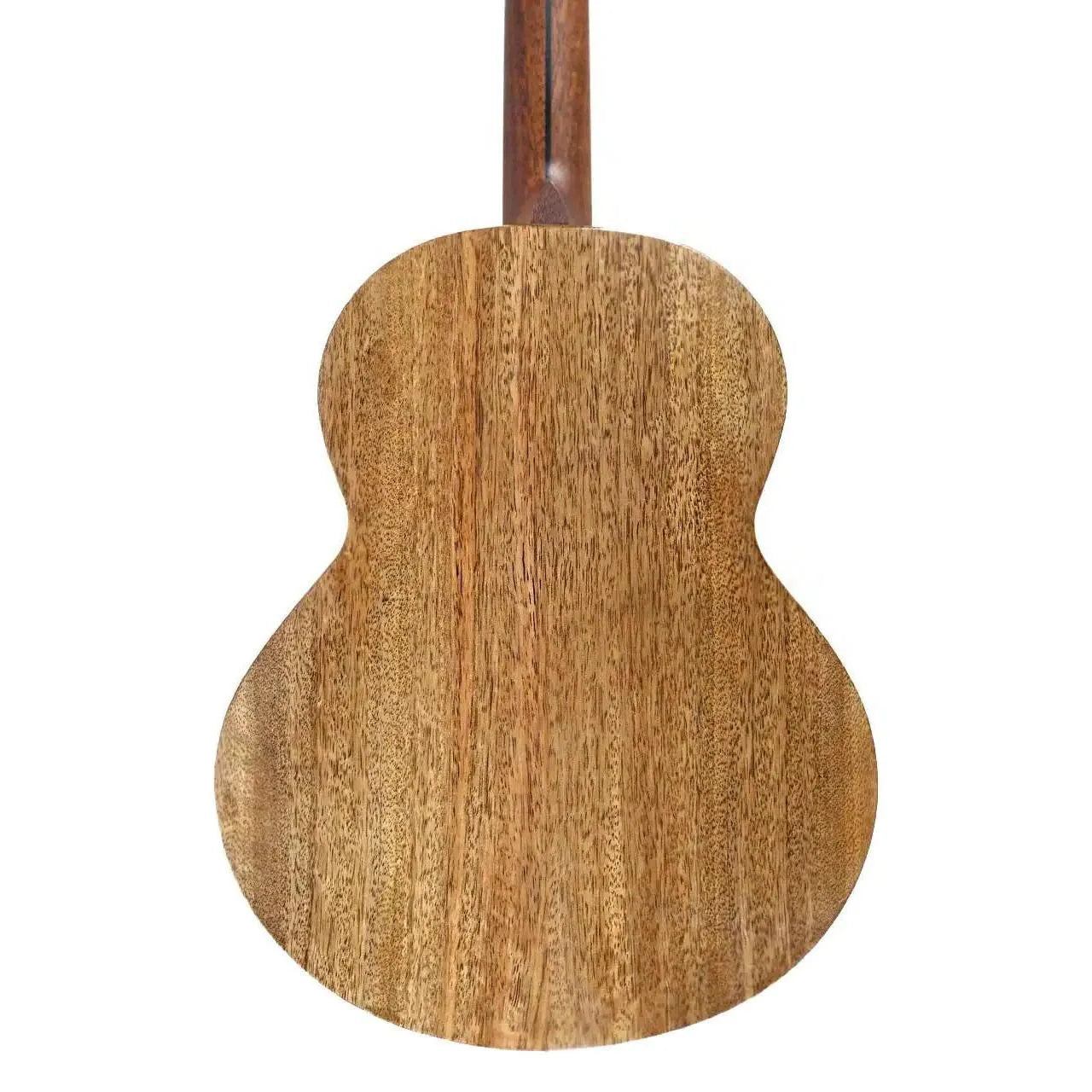 Back of a Flight Fireball EQ-A solid mango baritone ukulele with a natural wood grain and gloss finish.