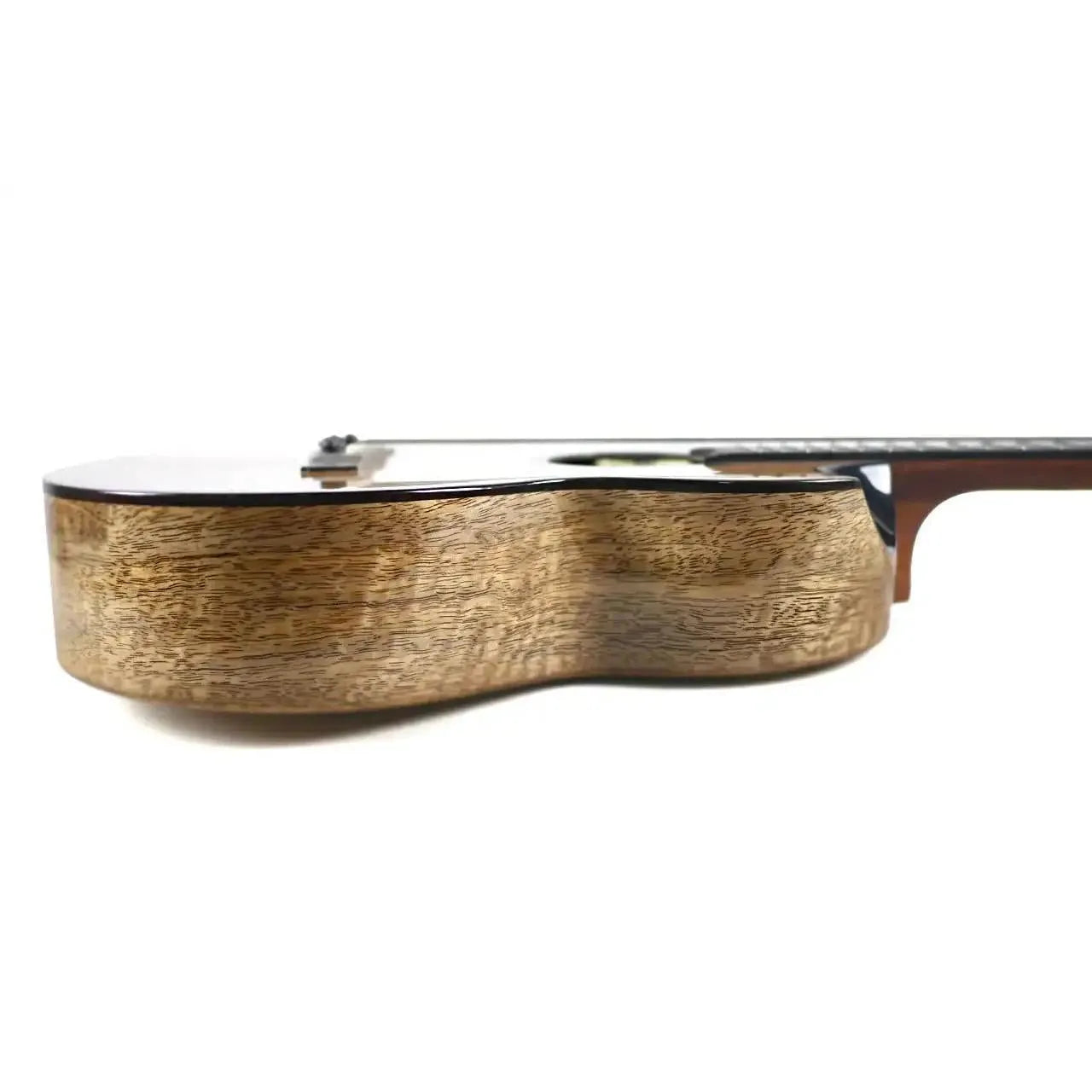 Flight Fireball EQ-A Baritone Ukulele, showing the solid mango wood body with a natural grain and gloss finish.