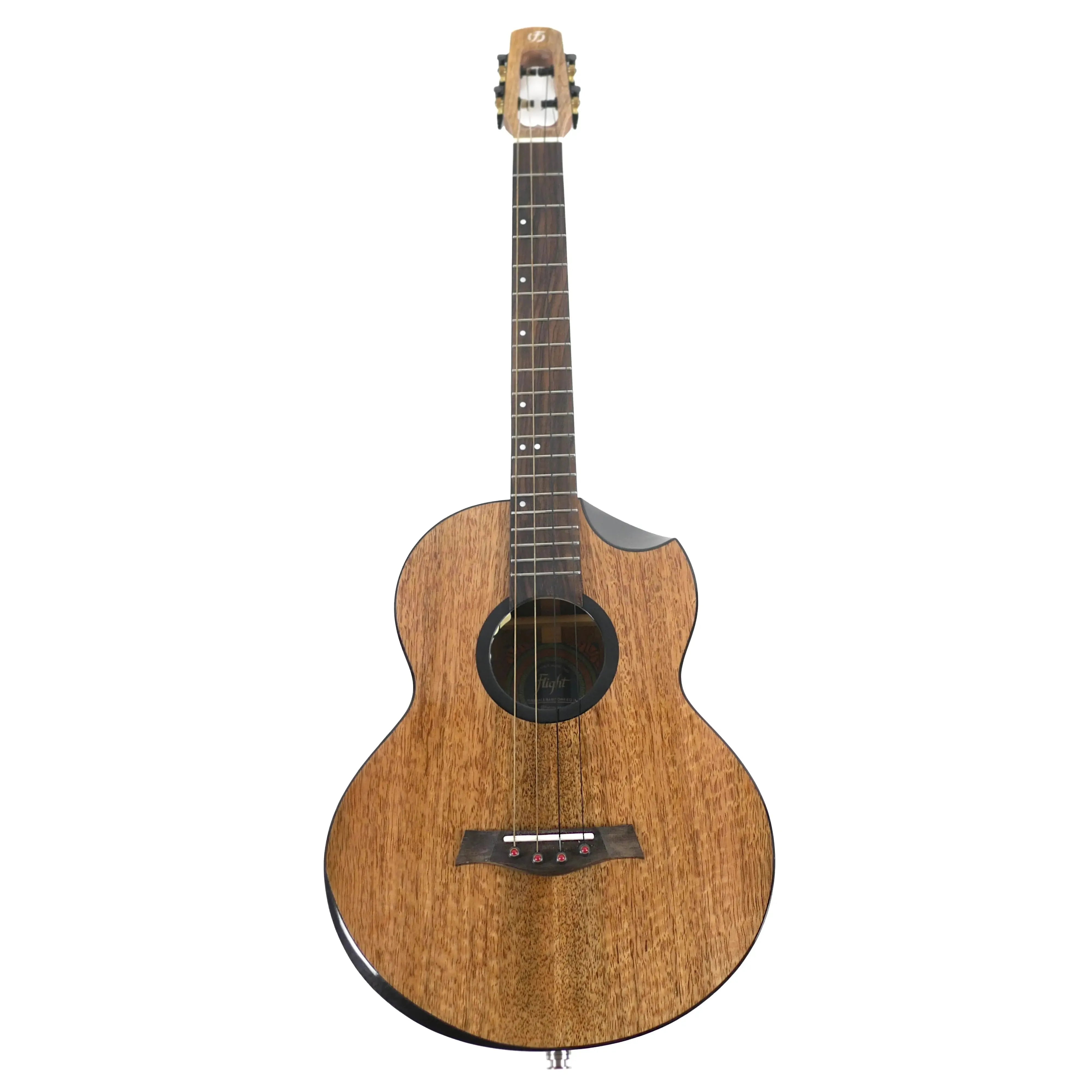 Flight Fireball EQ-A Solid Mango Baritone Ukulele with gloss finish, rosewood fretboard, and dyed maple rosette.