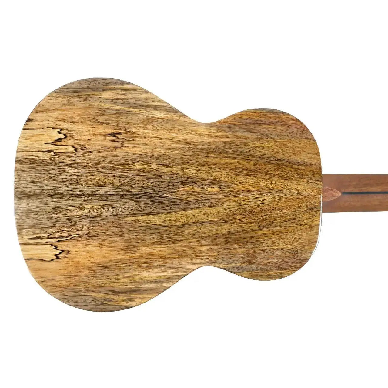 Flight Fireball EQ-A tenor ukulele back, showing solid mango wood with natural grain and dark streaks.