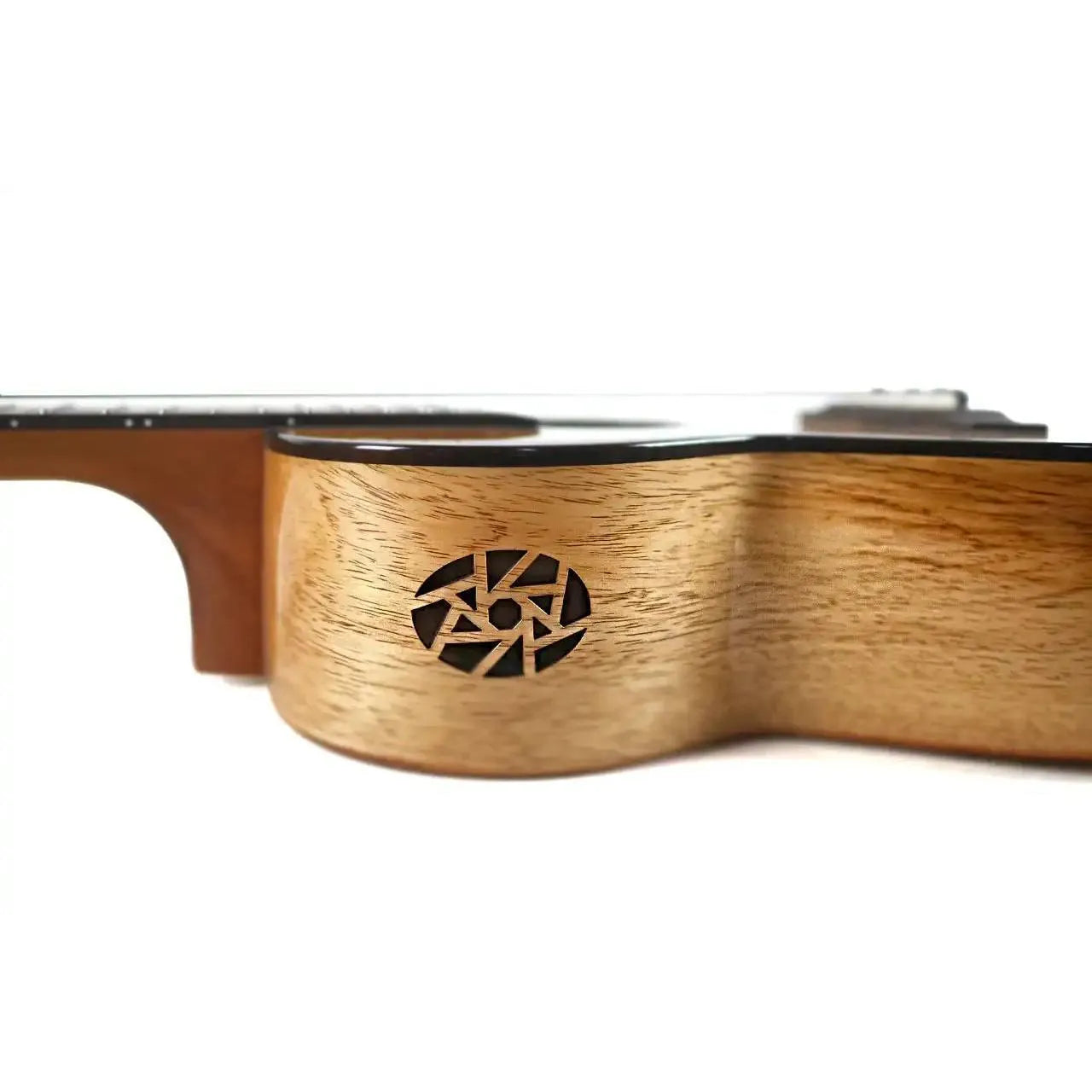 Flight Fireball EQ-A Tenor Ukulele, solid mango wood body with unique soundhole design.