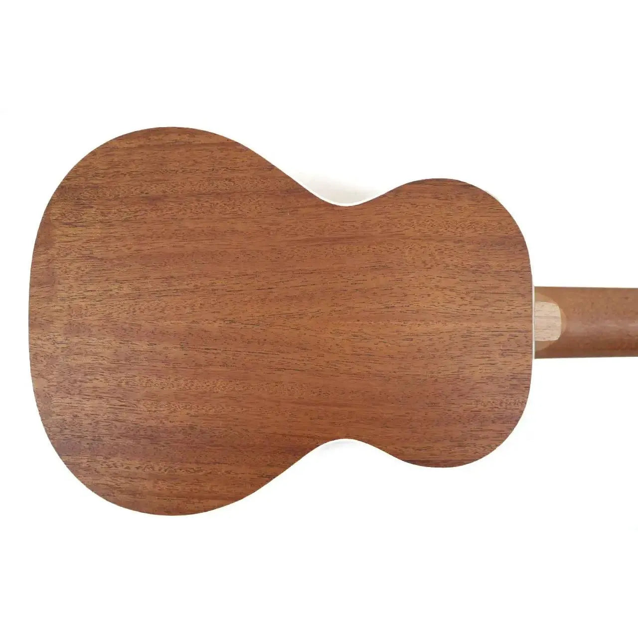 Back of a Flight IRIS-8 8-string tenor ukulele, showing its warm brown laminate mahogany wood.