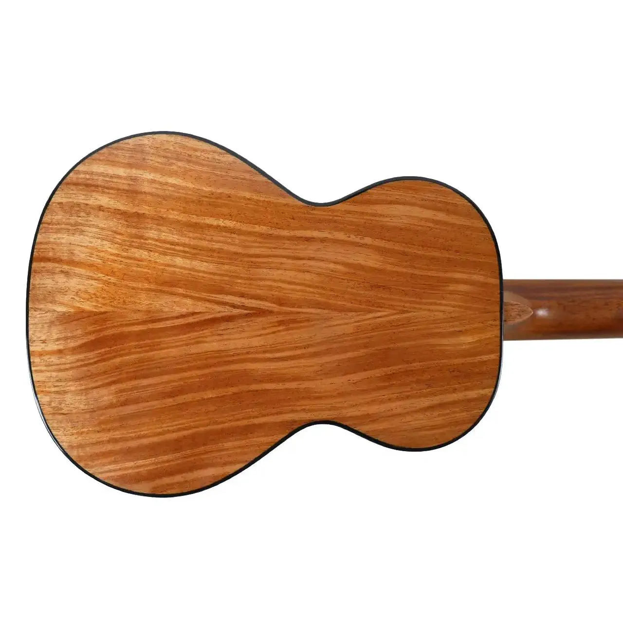 Back of a Flight Nomad Solid Mahogany Tenor Ukulele, showcasing its rich, warm wood grain.
