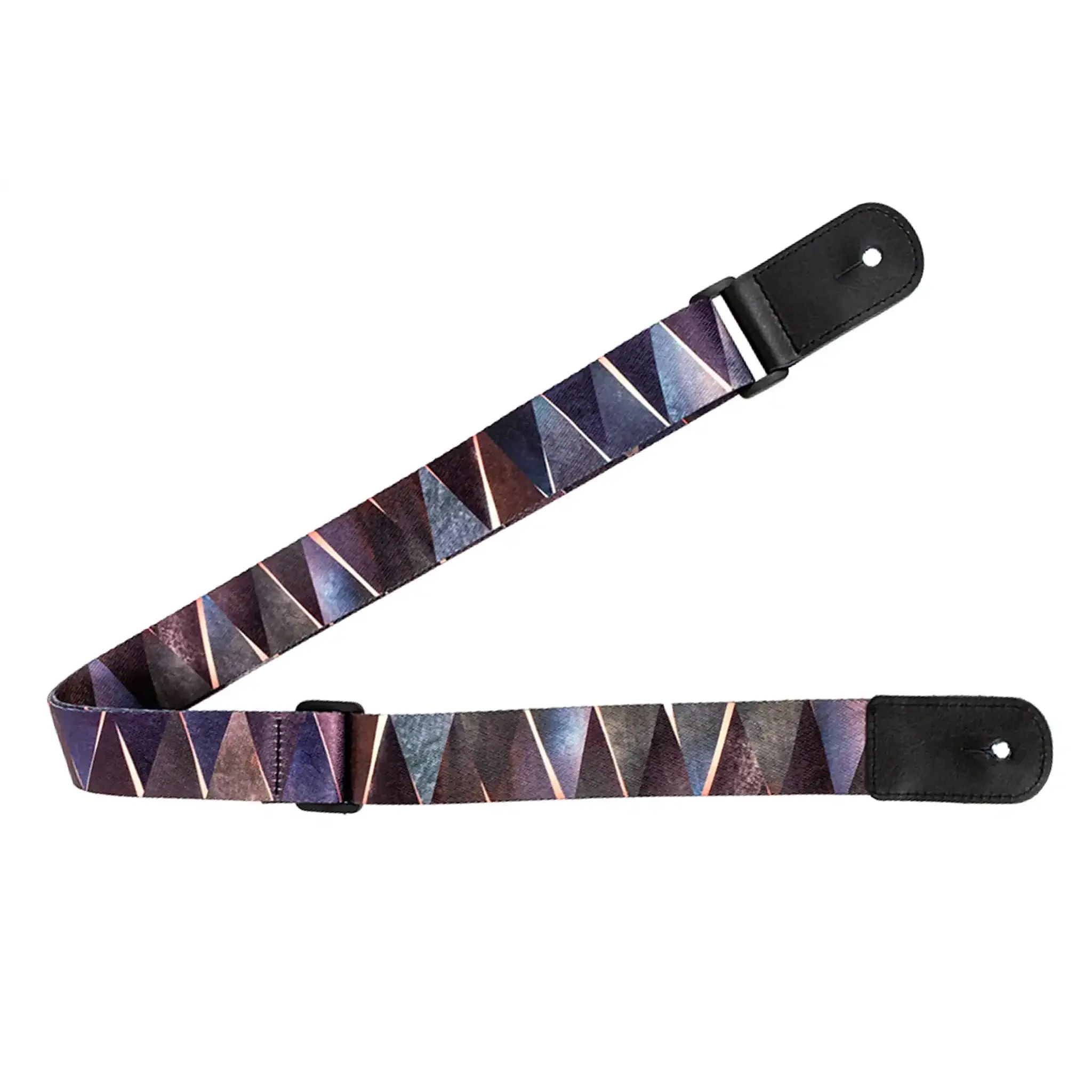 Flight S35 Arcana polyester ukulele strap with 3D geometric pattern and black leather ends.