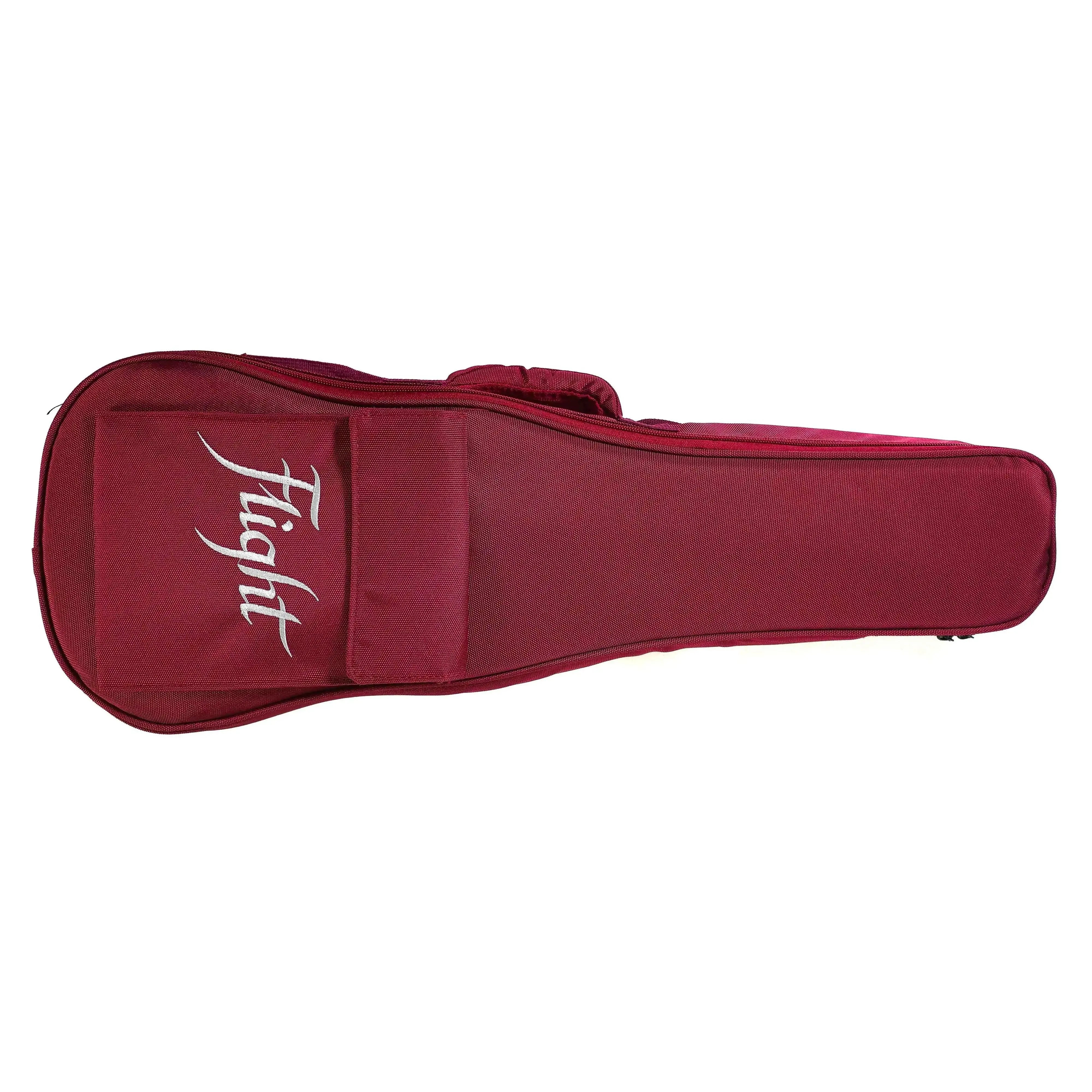 Flight Sophia TE Soundwave Tenor Ukulele deluxe gig bag in deep red with white "Flight" logo.