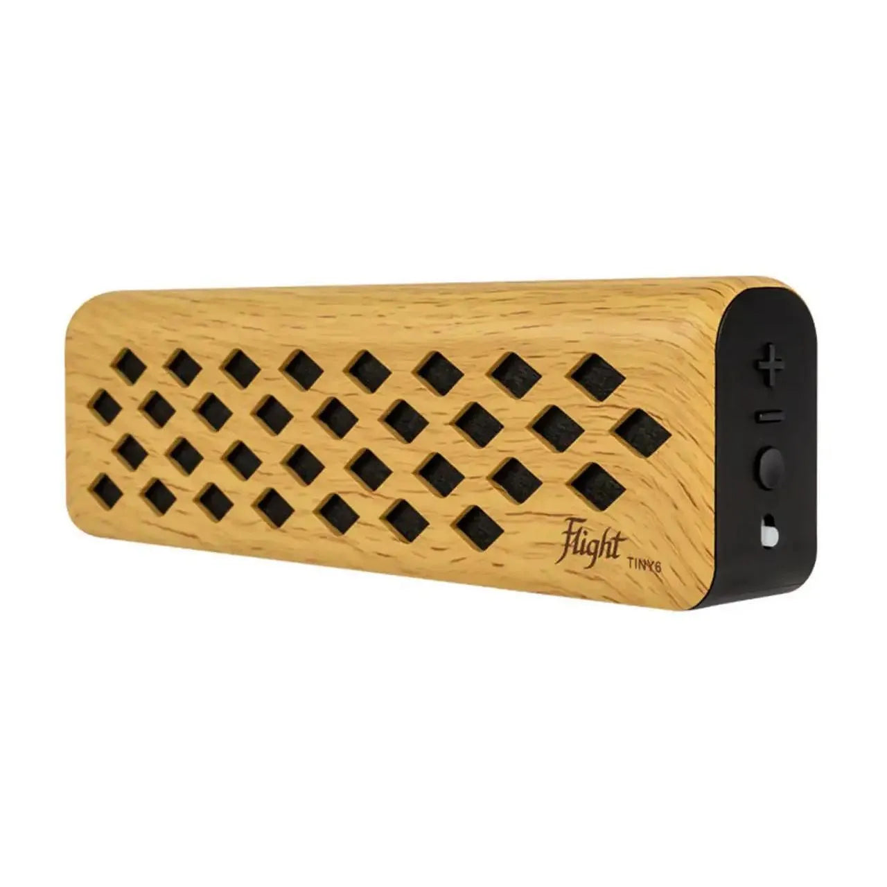Flight TINY6 portable maple mini amplifier with diamond speaker grilles and black control panel.