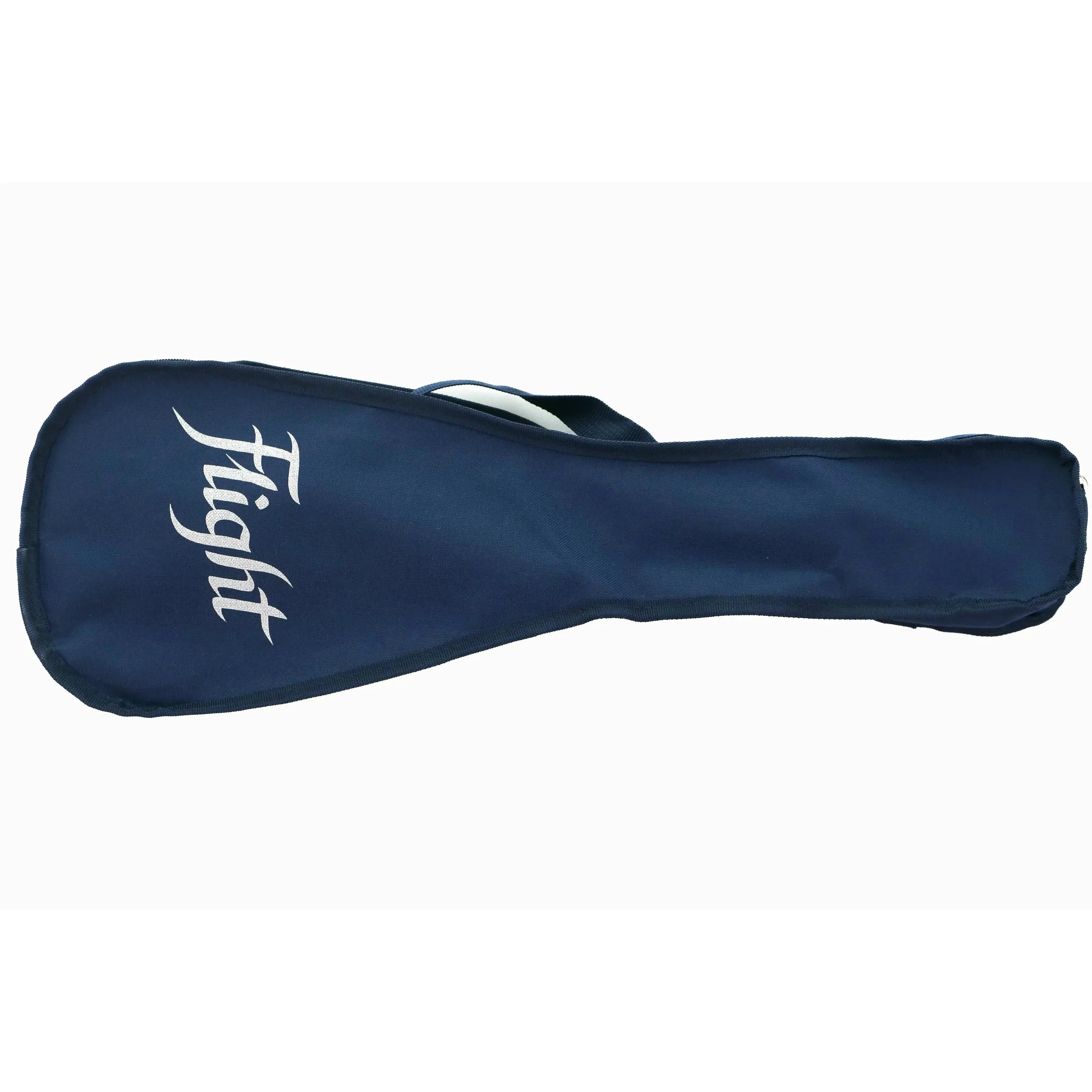 Flight TUS32 Sakura soprano ukulele in a dark blue gig bag with white "Flight" logo.