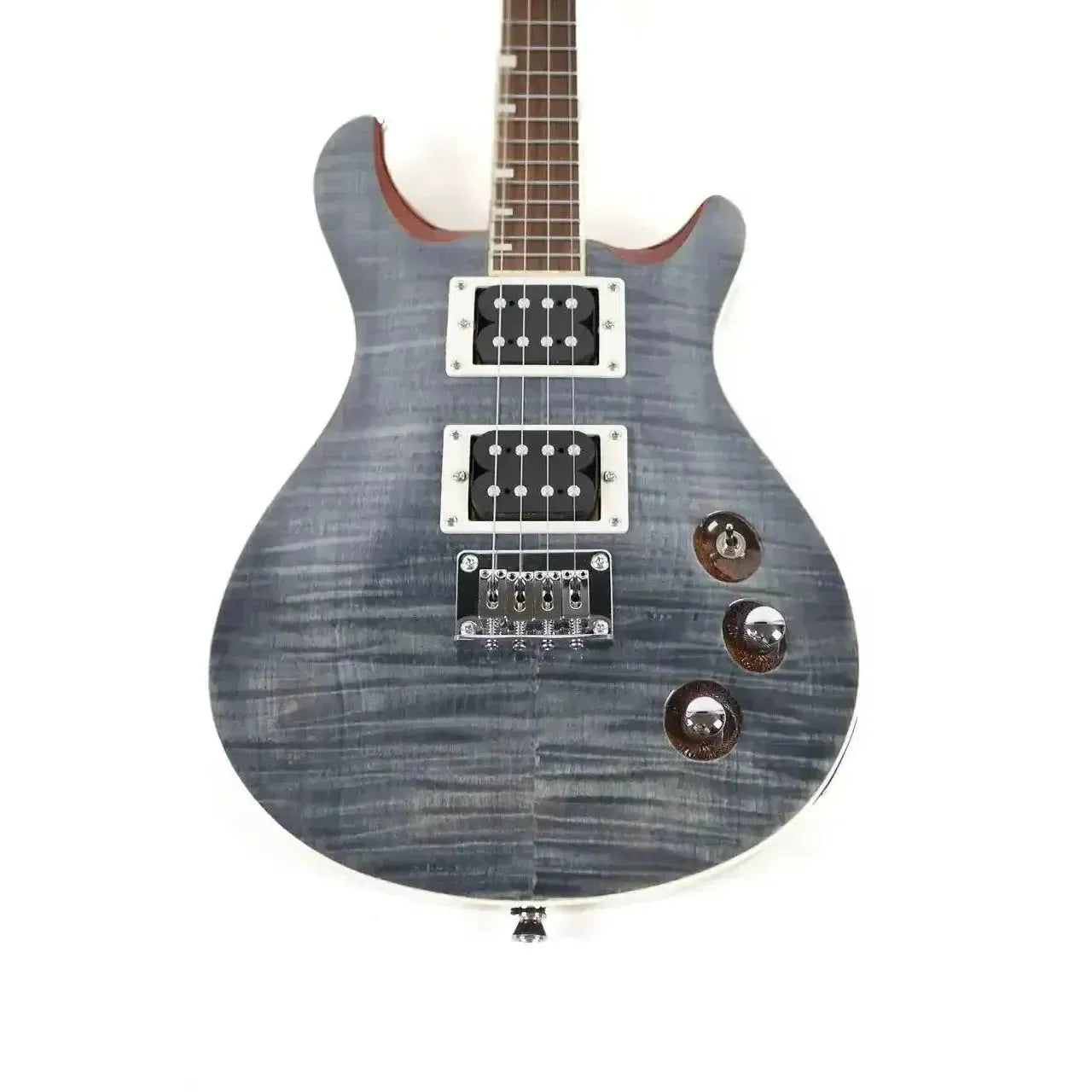 Flight Vanguard TBK Transparent Black Electric Tenor Ukulele with flamed maple top, dual humbuckers.