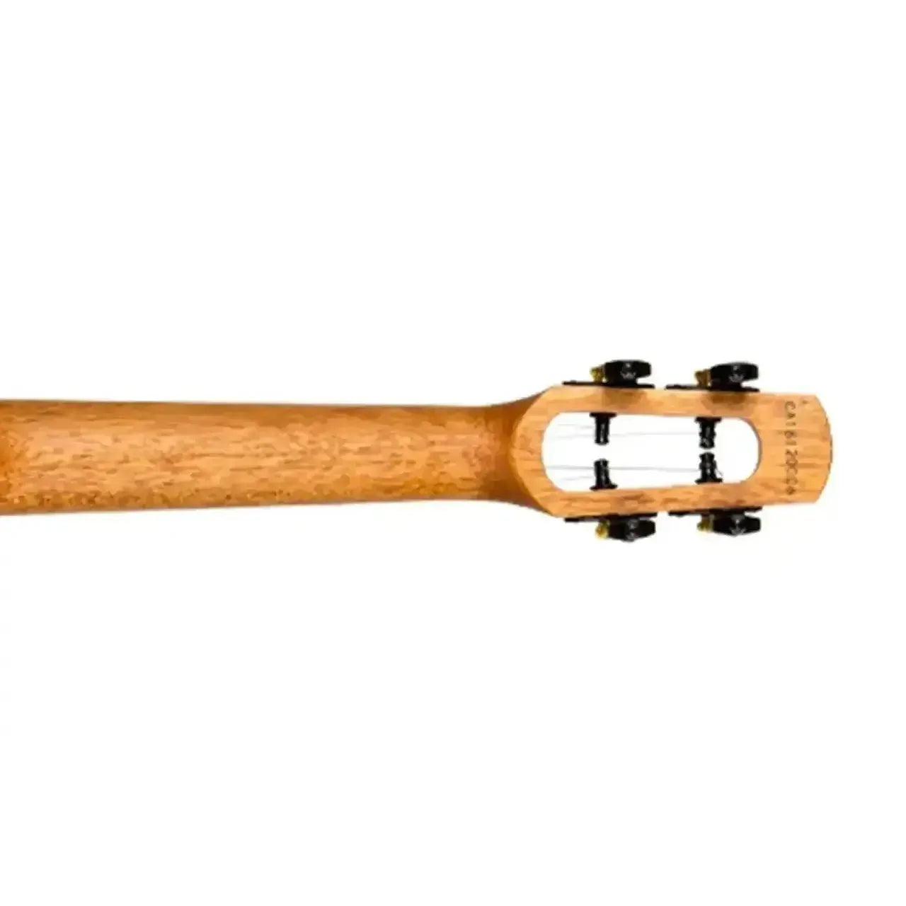 Flight Voyager EQ-A Concert Ukulele headstock and neck, showing light wood grain and black tuning pegs.