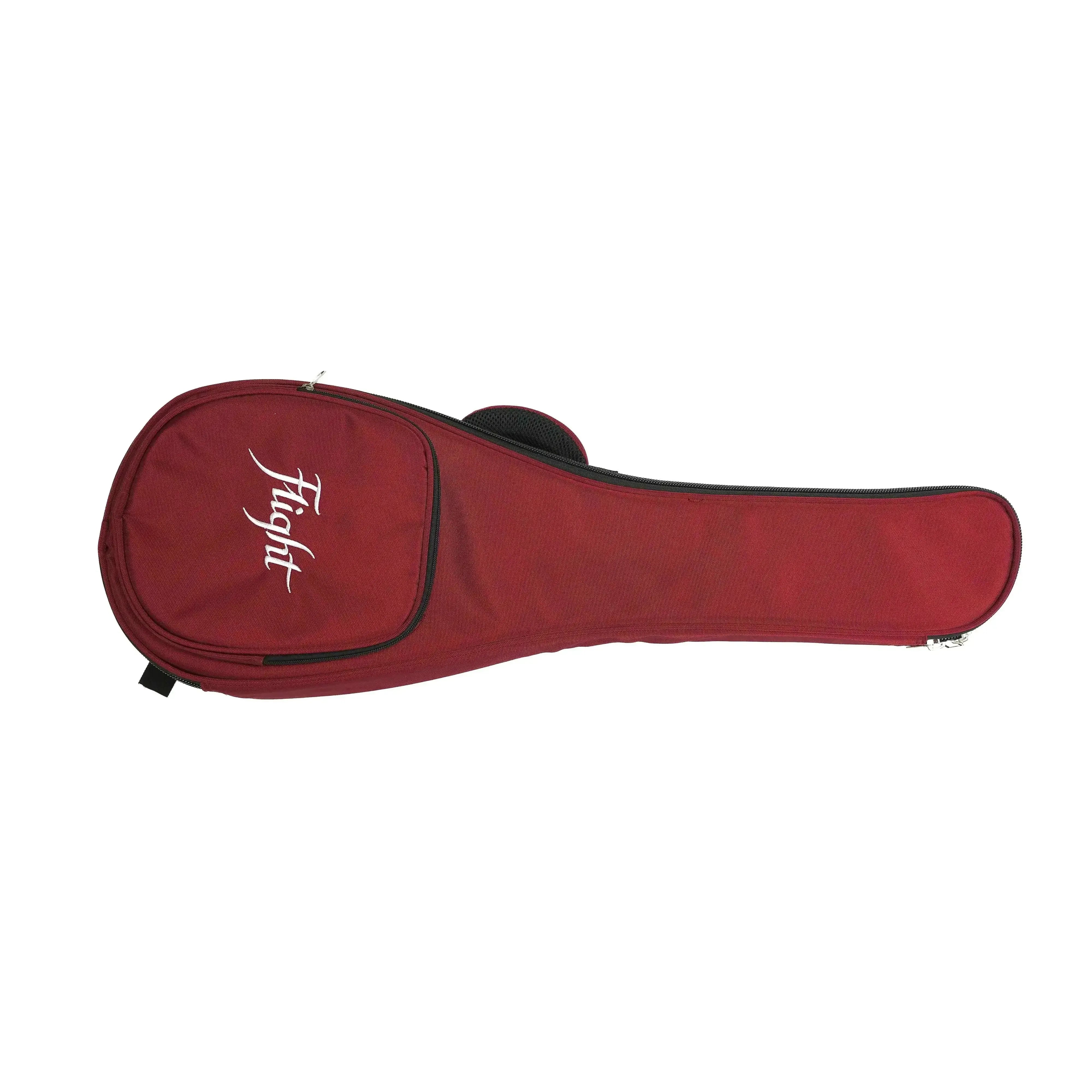 Flight Voyager EQ-A Tenor Ukulele gig bag in dark red with white Flight logo.