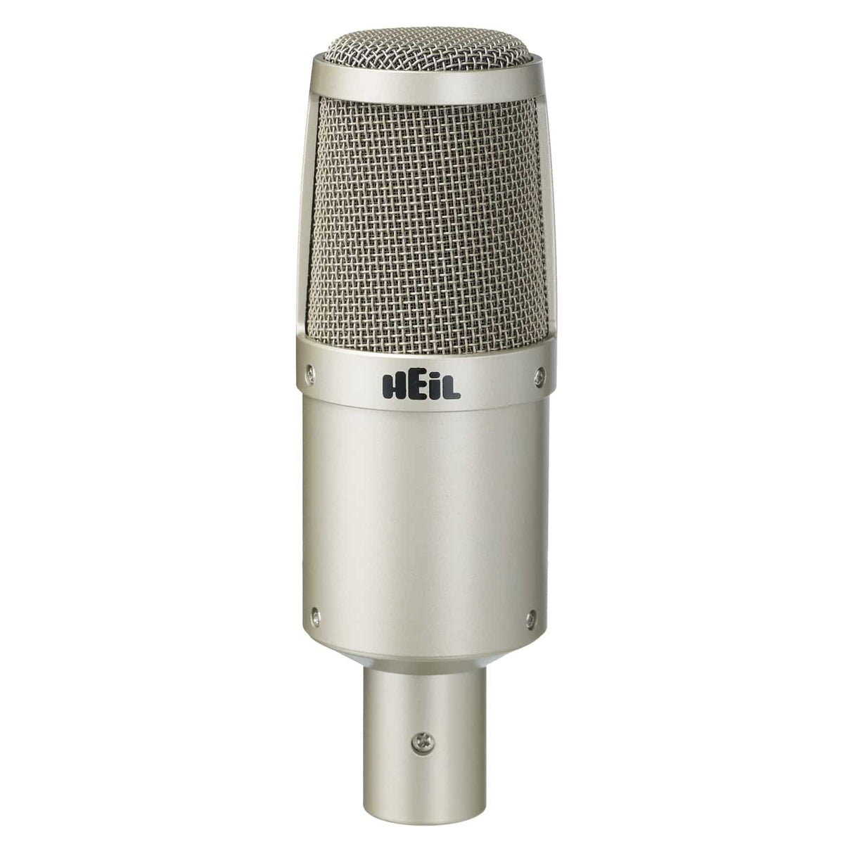 Heil Sound PR 30 in champagne finish, front view with silver mesh grille