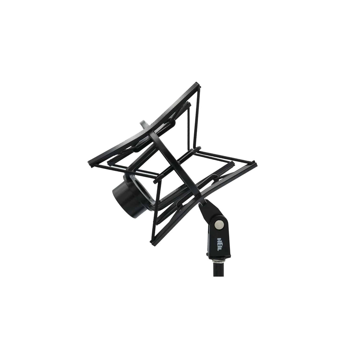 Heil Sound PRSM shock mount, angled view of the metal frame and mounting knob