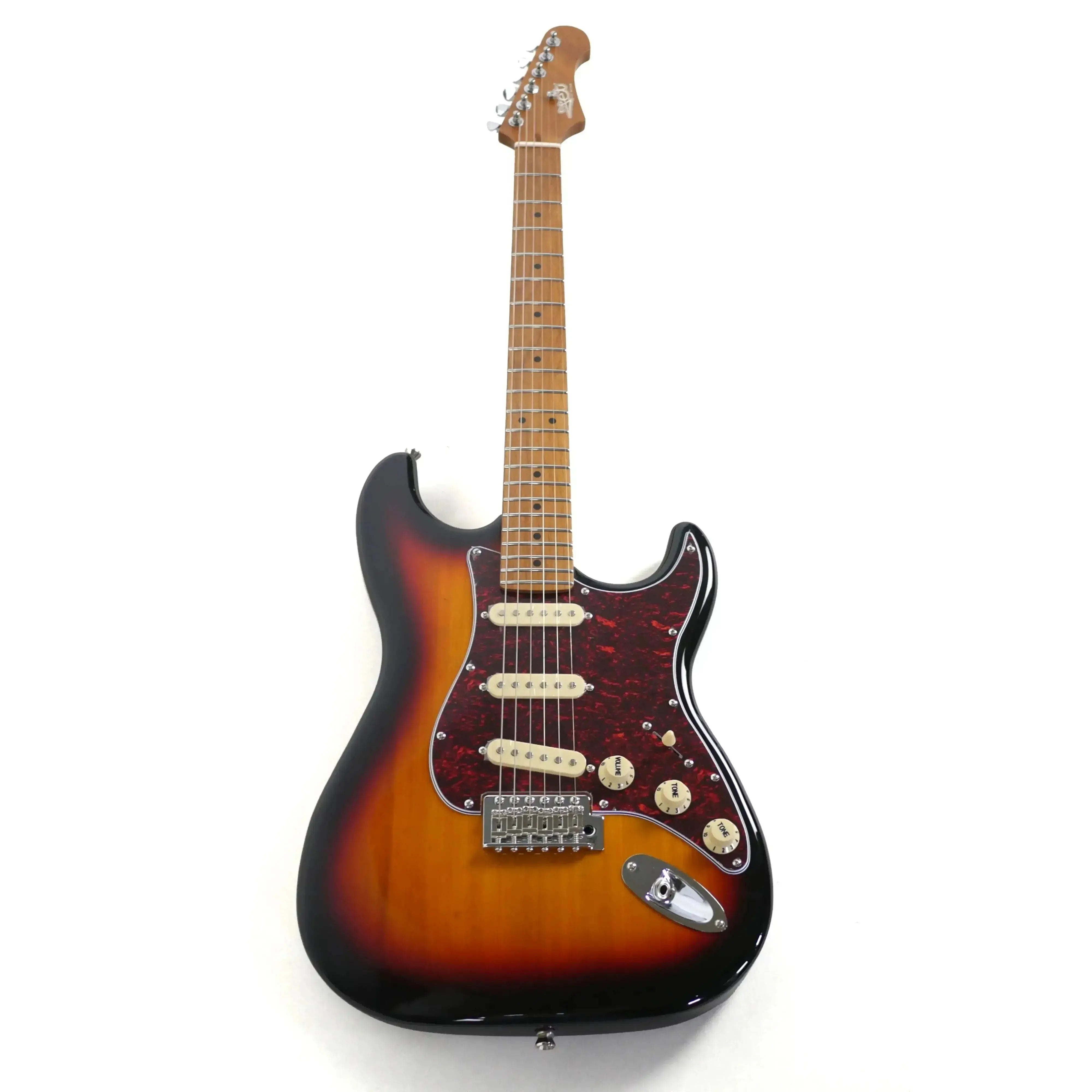 Jet JS-300-SB Sunburst Stratocaster electric guitar with a roasted maple fretboard and SSS pickups.