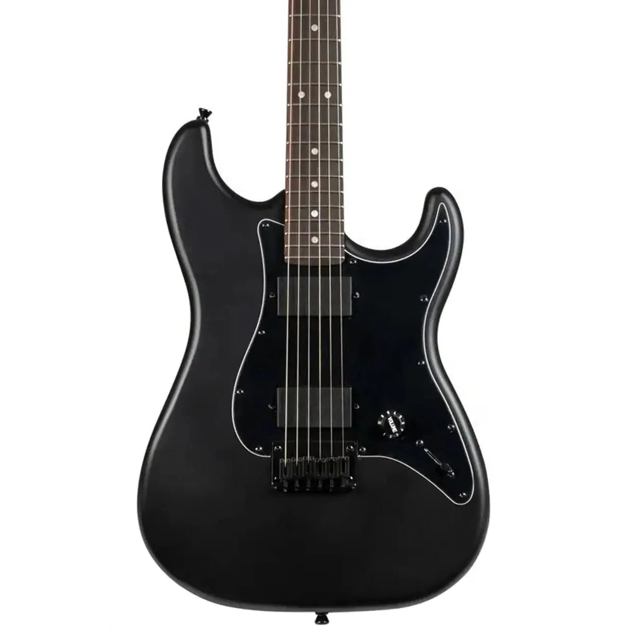 Jet JS-400 MBK R Matte Black Solid Body Stratocaster Electric Guitar with rosewood fretboard.