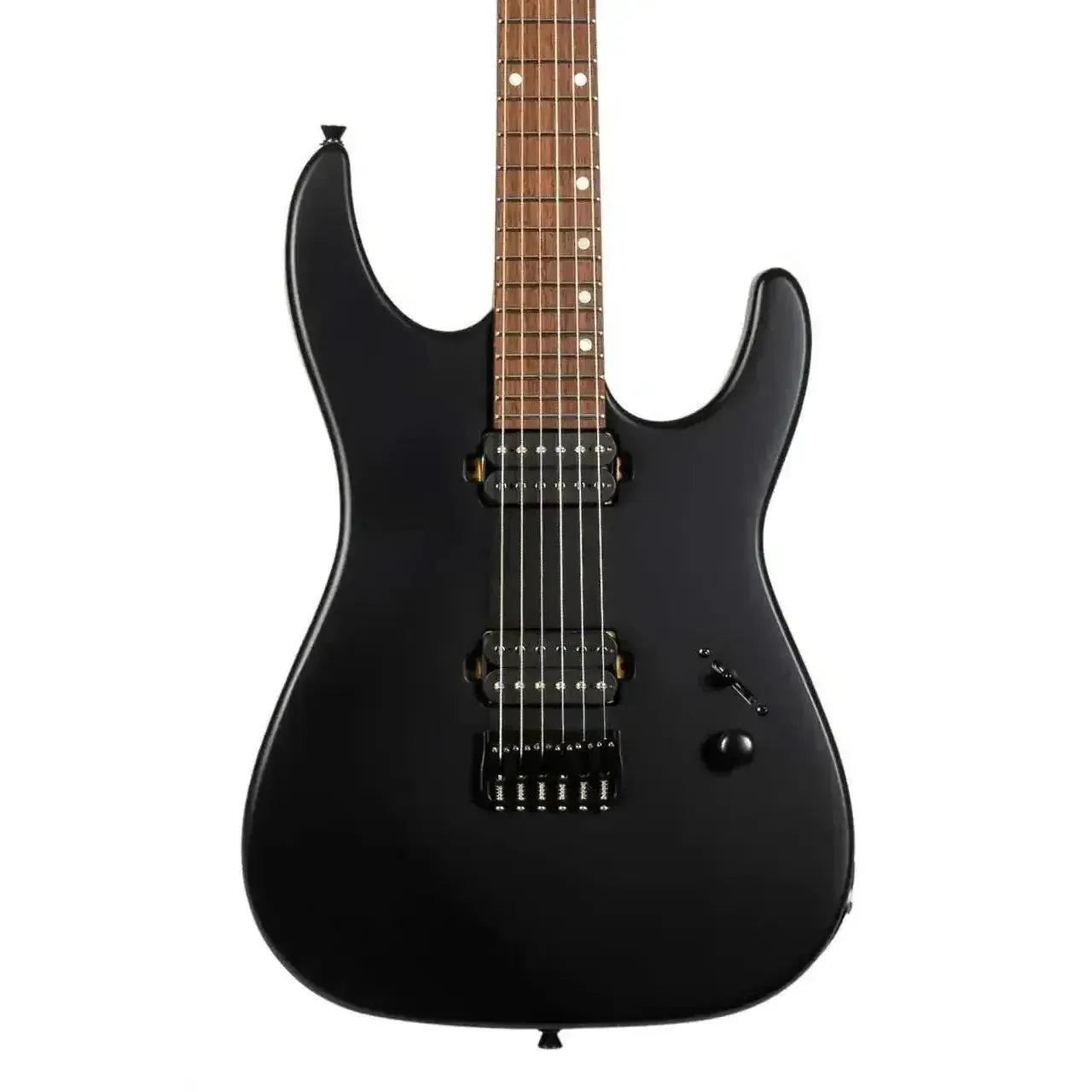 Jet JS-507 STYGIAN satin black solid body Stratocaster electric guitar with rosewood fretboard.