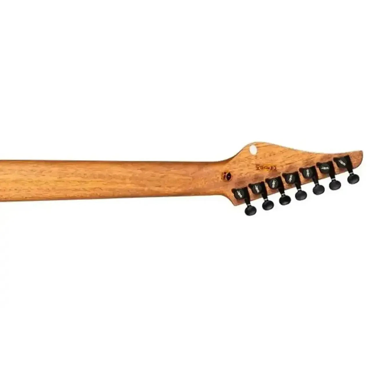 Jet JS-507 STYGIAN electric guitar mahogany neck and headstock with black tuners.