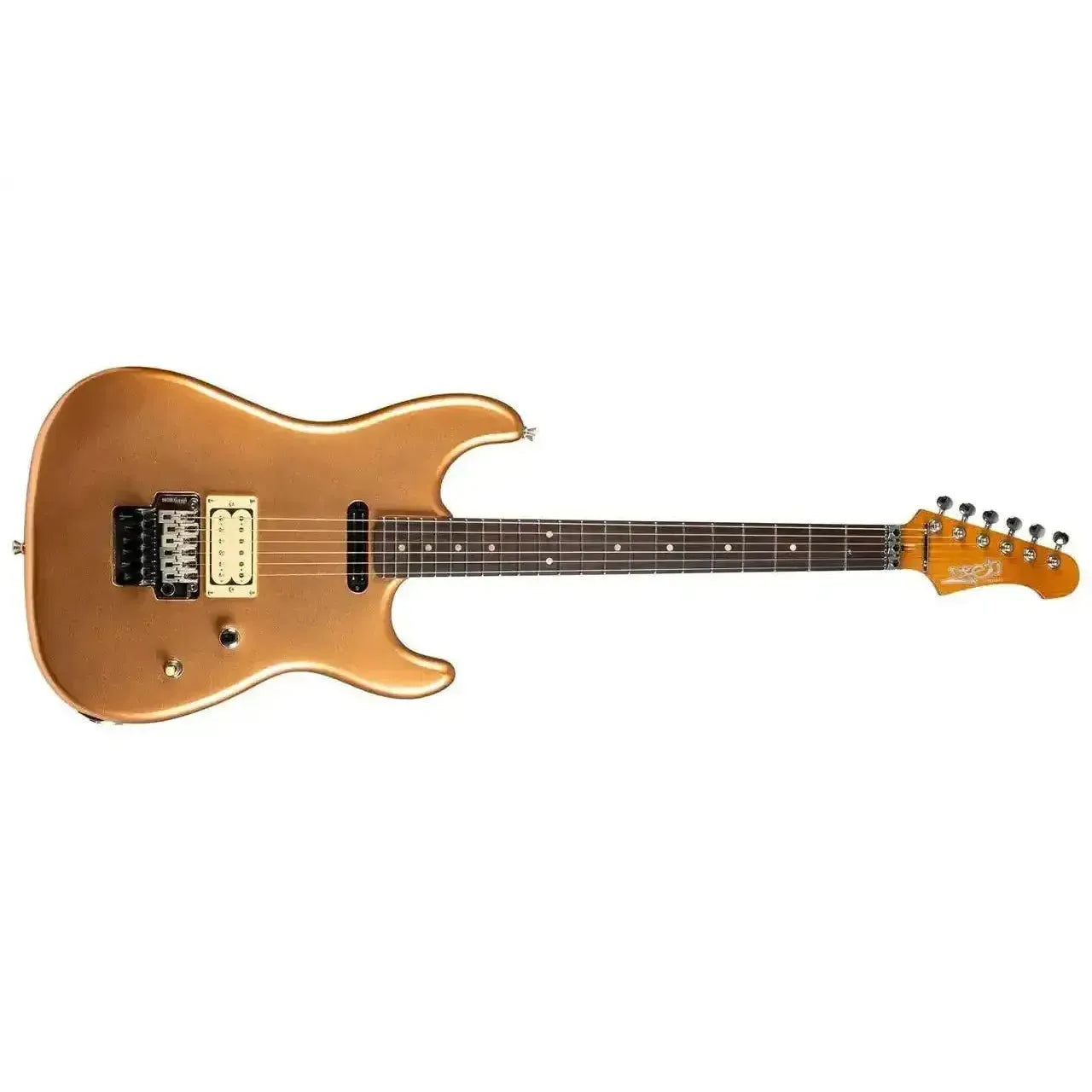 Jet JS-700 CPR HS Stratocaster electric guitar with a gloss copper solid body and roasted maple neck.
