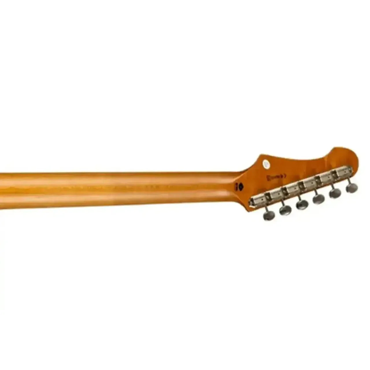 Jet JT-30 GOLD Telecaster electric guitar's roasted maple neck and headstock with tuning pegs.