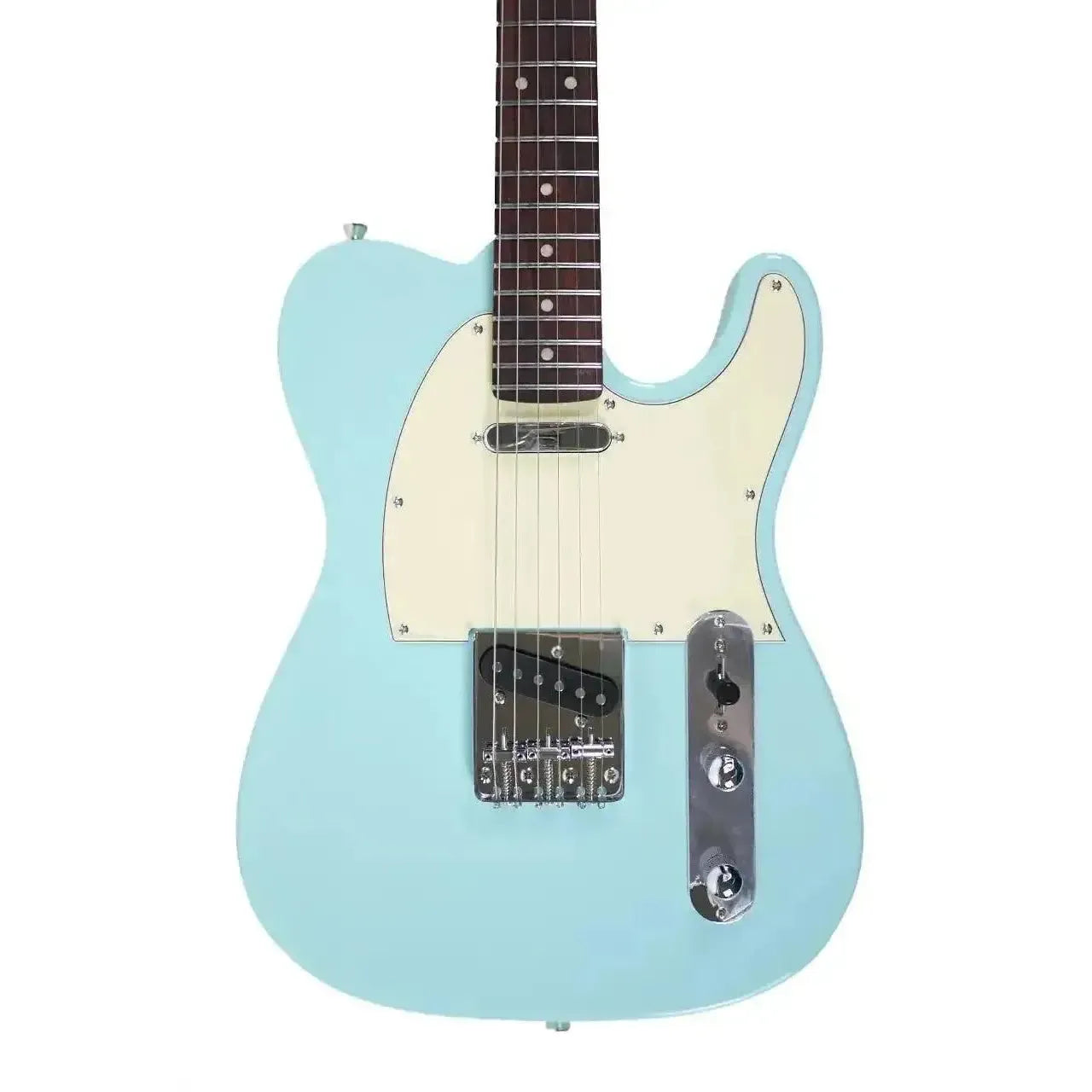 Jet JT-300 BL R Sonic Blue Telecaster electric guitar with cream pickguard and rosewood fretboard.