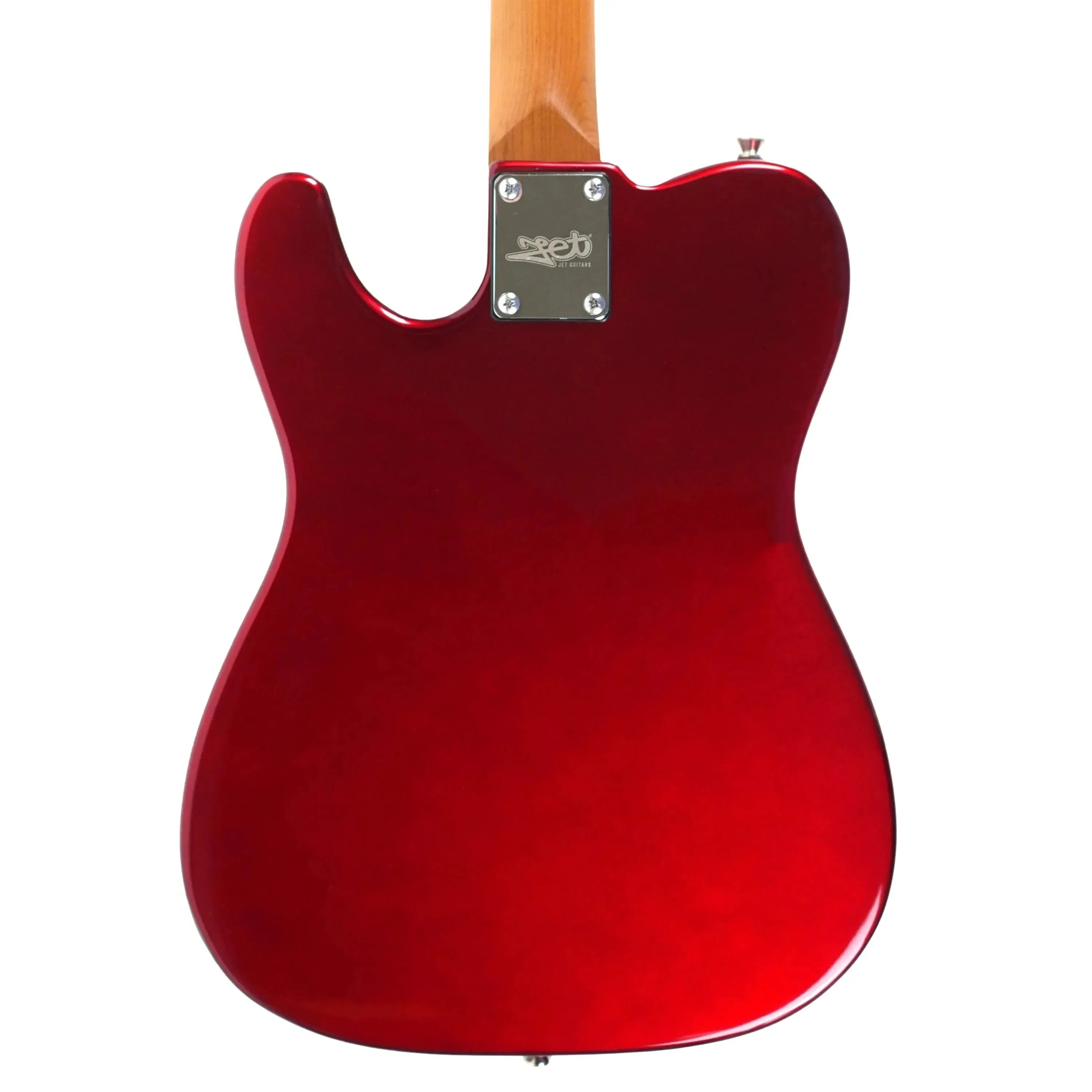 Jet JT-300 Telecaster electric guitar back in glossy candy red with a natural wood neck.