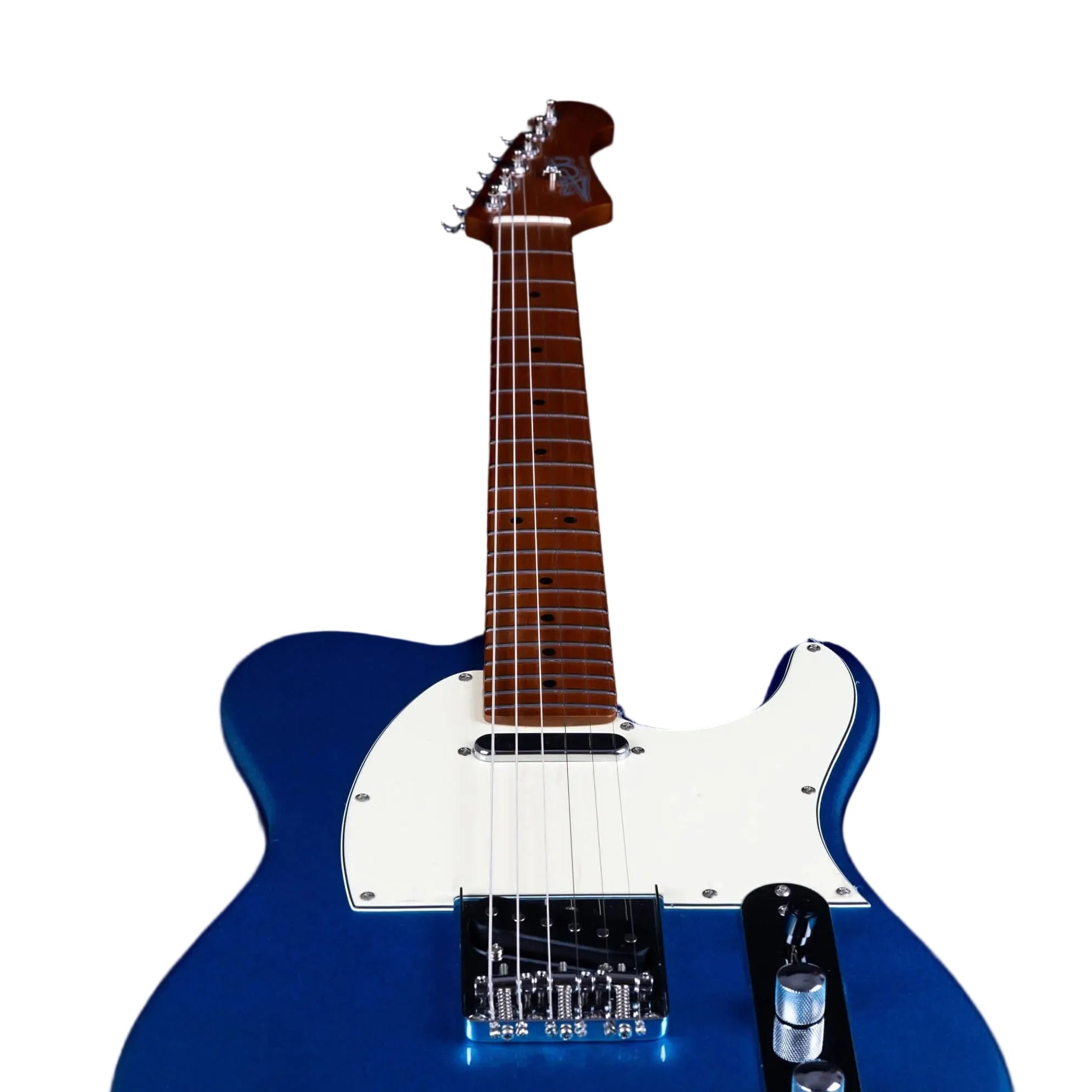 Jet JT-300 LPB Placid Blue Telecaster electric guitar with white pickguard and roasted maple neck.
