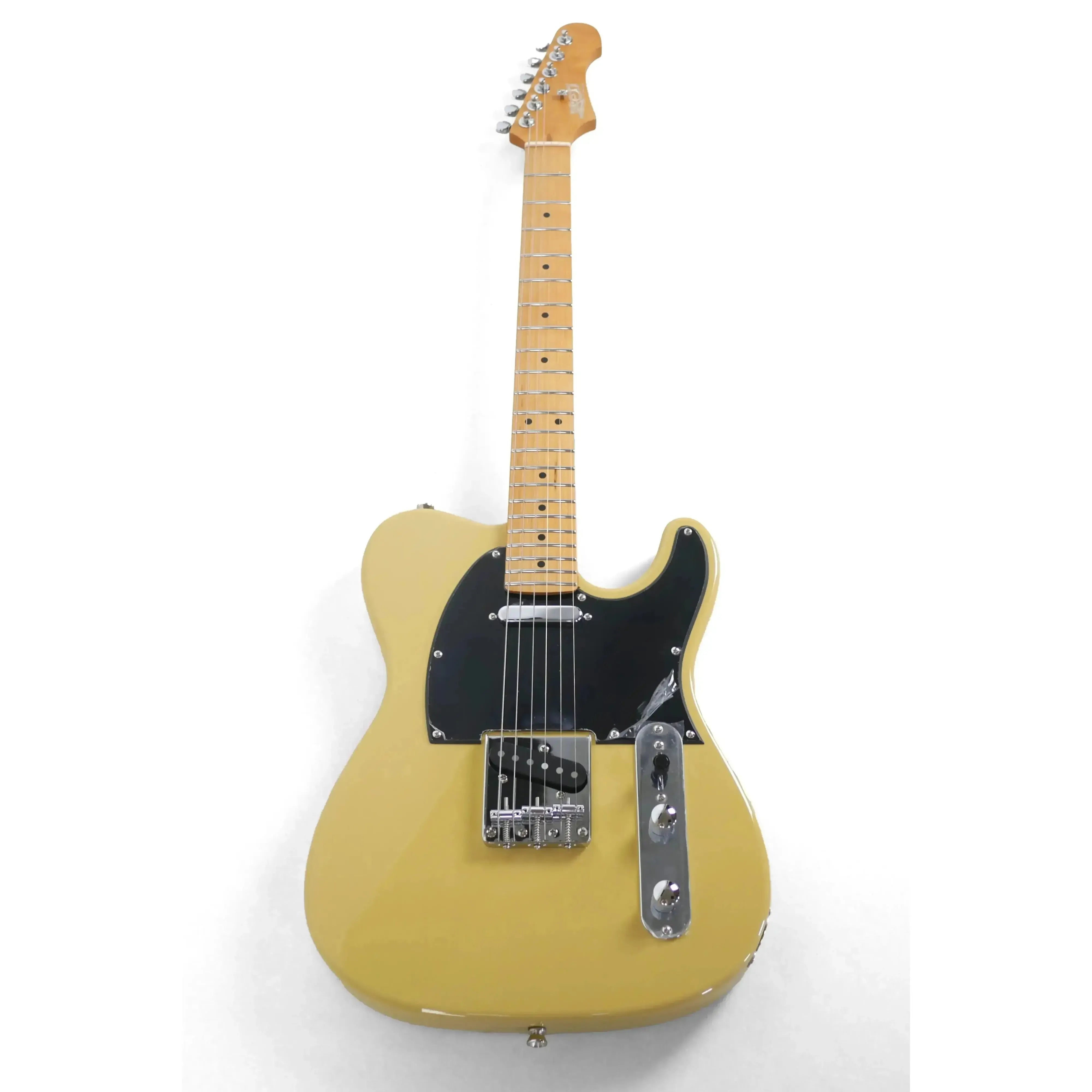 Jet JT-350 BSC Butterscotch Telecaster electric guitar with a black pickguard and maple neck.