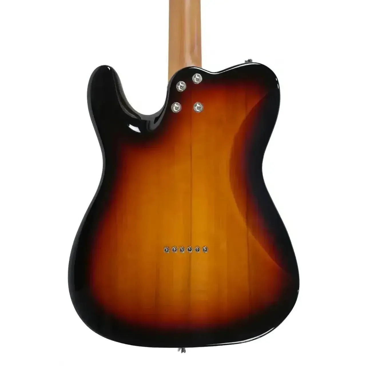 Back of a Jet JT-350 SB R Sunburst Telecaster electric guitar with a gloss finish.