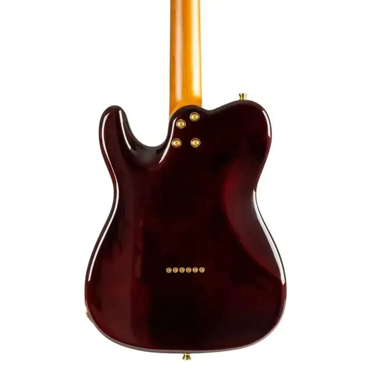 Back of Jet JT-600 BS G Tobacco Burst Telecaster electric guitar with mahogany body and maple neck.