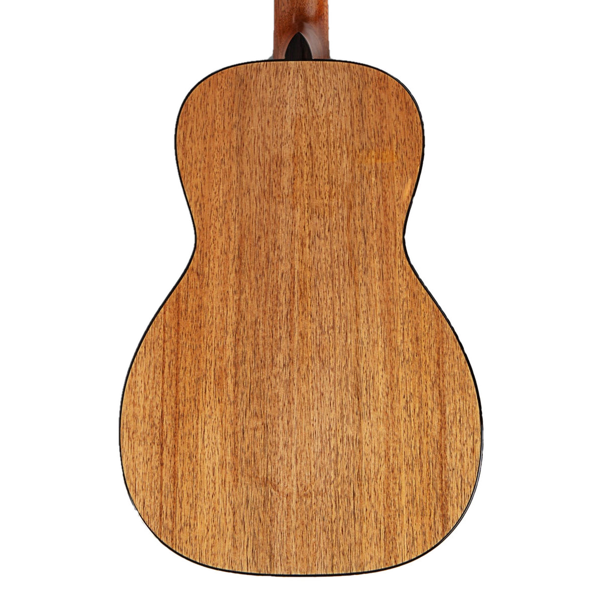 Back of the Kala KA-WP-MNG-GB-E Waypoint grand baritone ukulele, solid mango back with mahogany neck