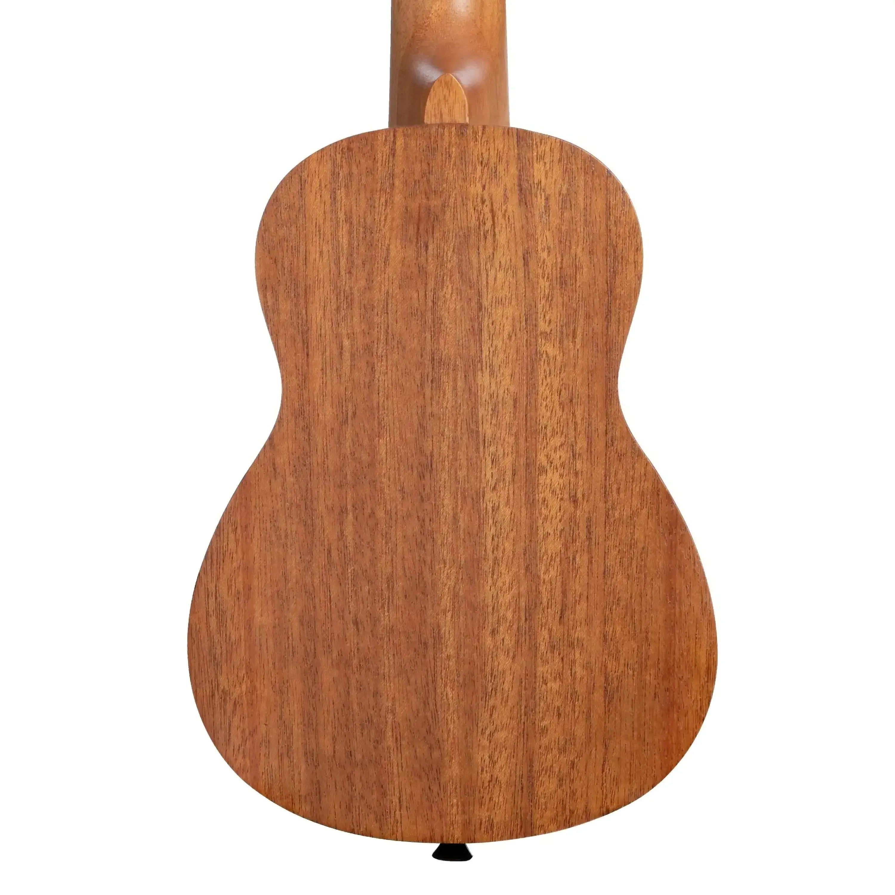 Back of a Kala 15S-H1 Satin Mahogany Hawaiian Islands Soprano Ukulele, showing its natural wood grain.