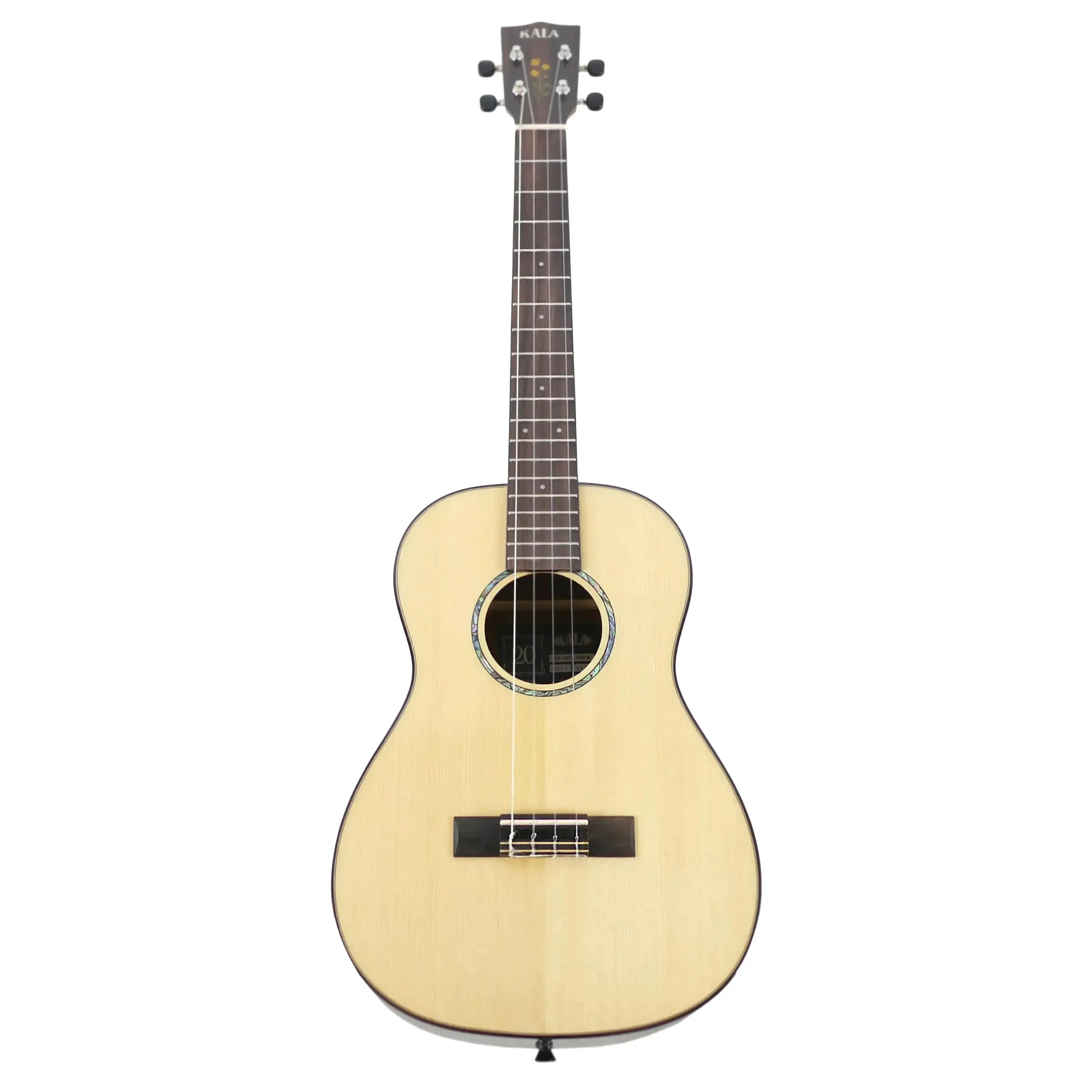 Kala 20th Anniversary Baritone Ukulele with solid spruce top, quilted sapele, and rosewood details.