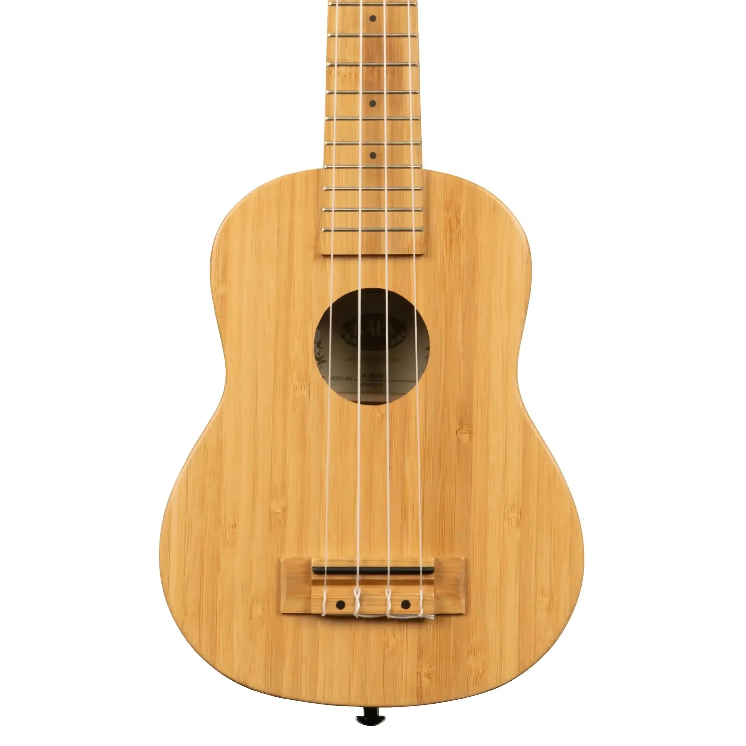Kala Solid Bamboo Soprano Ukulele, light wood grain, with soundhole and bridge.