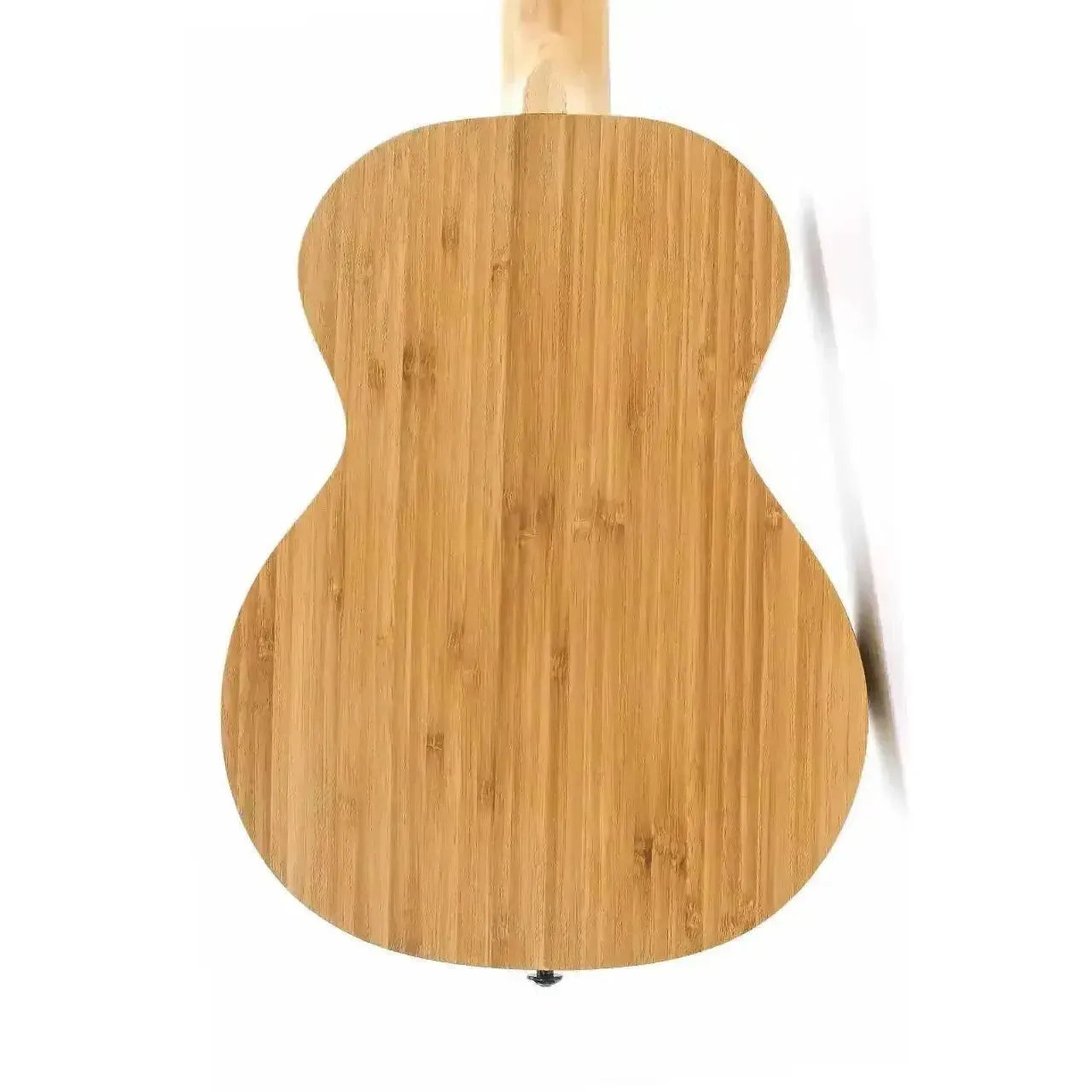 Kala BMB-T Solid Bamboo Tenor Ukulele, back view, natural wood grain with satin finish.
