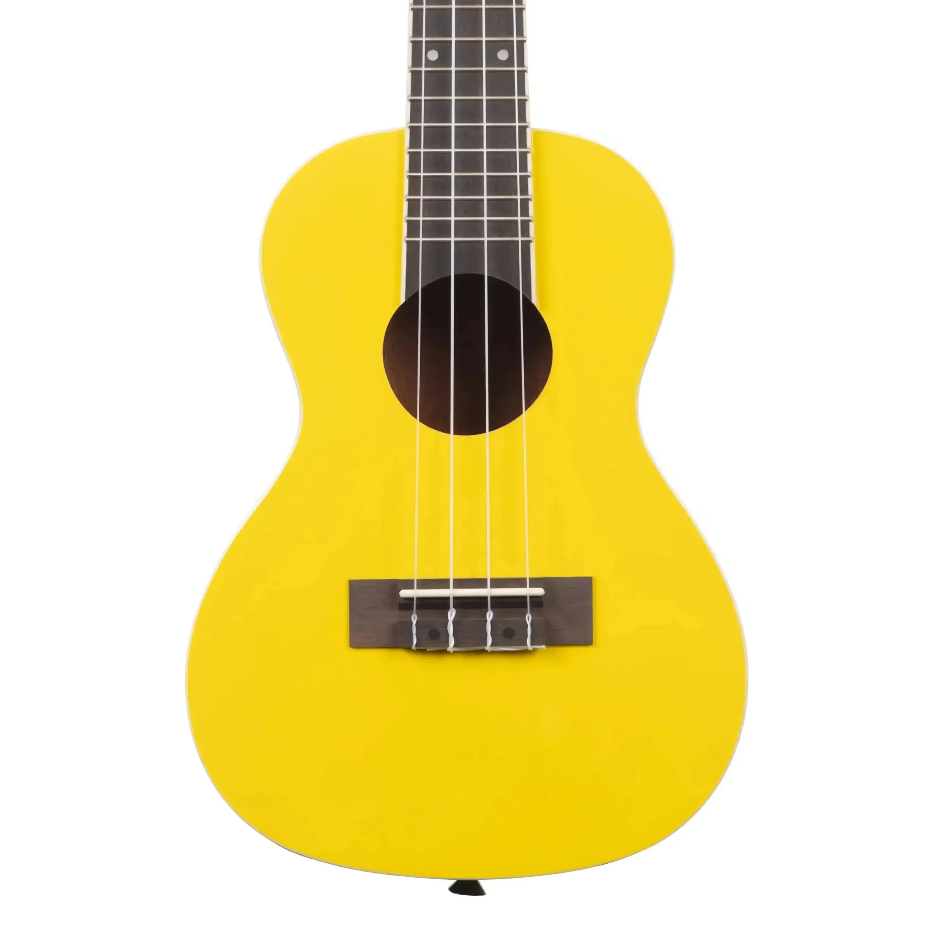 Kala CANDY-LEM Lemon Drop Concert Ukulele, bright yellow basswood body with dark fingerboard and soundhole.