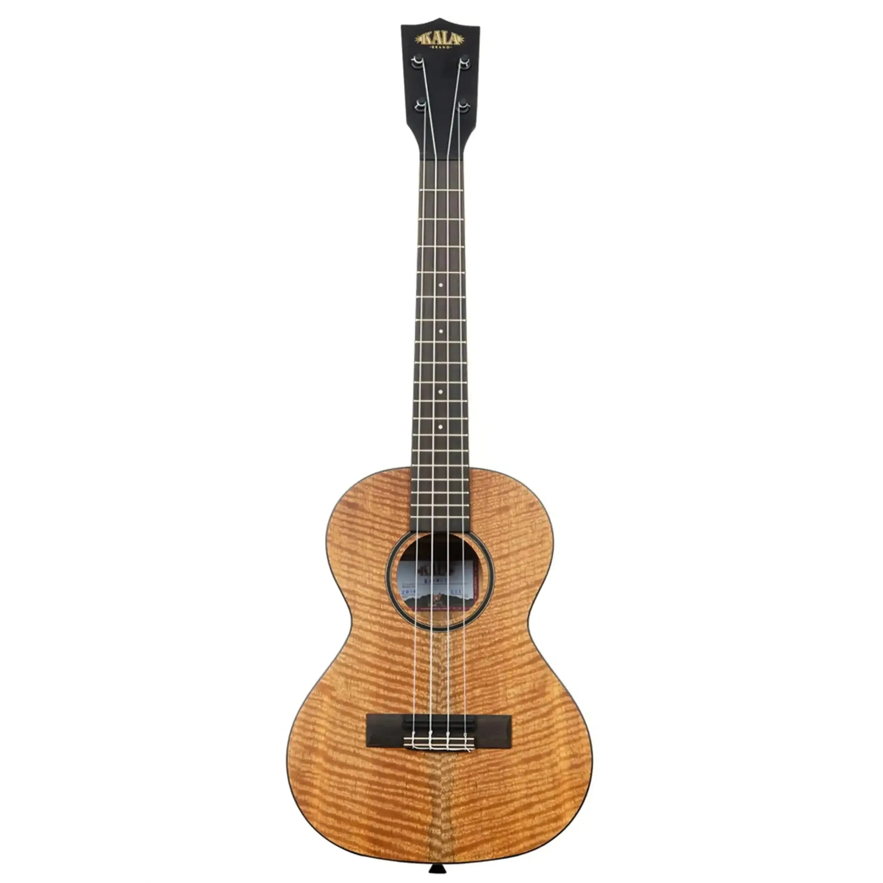 Kala CM-T Curly Mango Tenor Ukulele with natural wood grain, black binding, and satin finish.