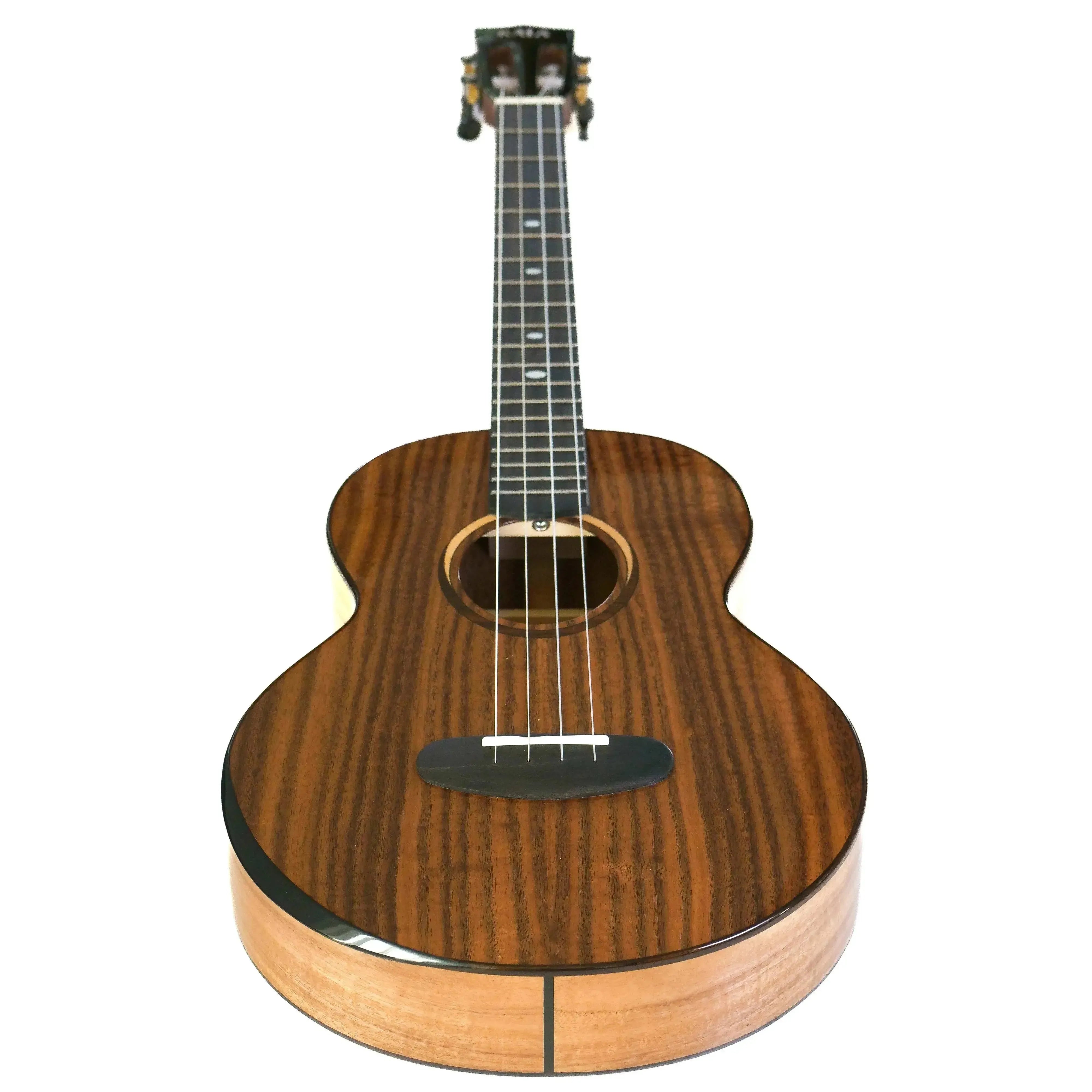 Kala Contour Series Baritone Ukulele with solid acacia body, rosewood binding, and eclipse rosette.