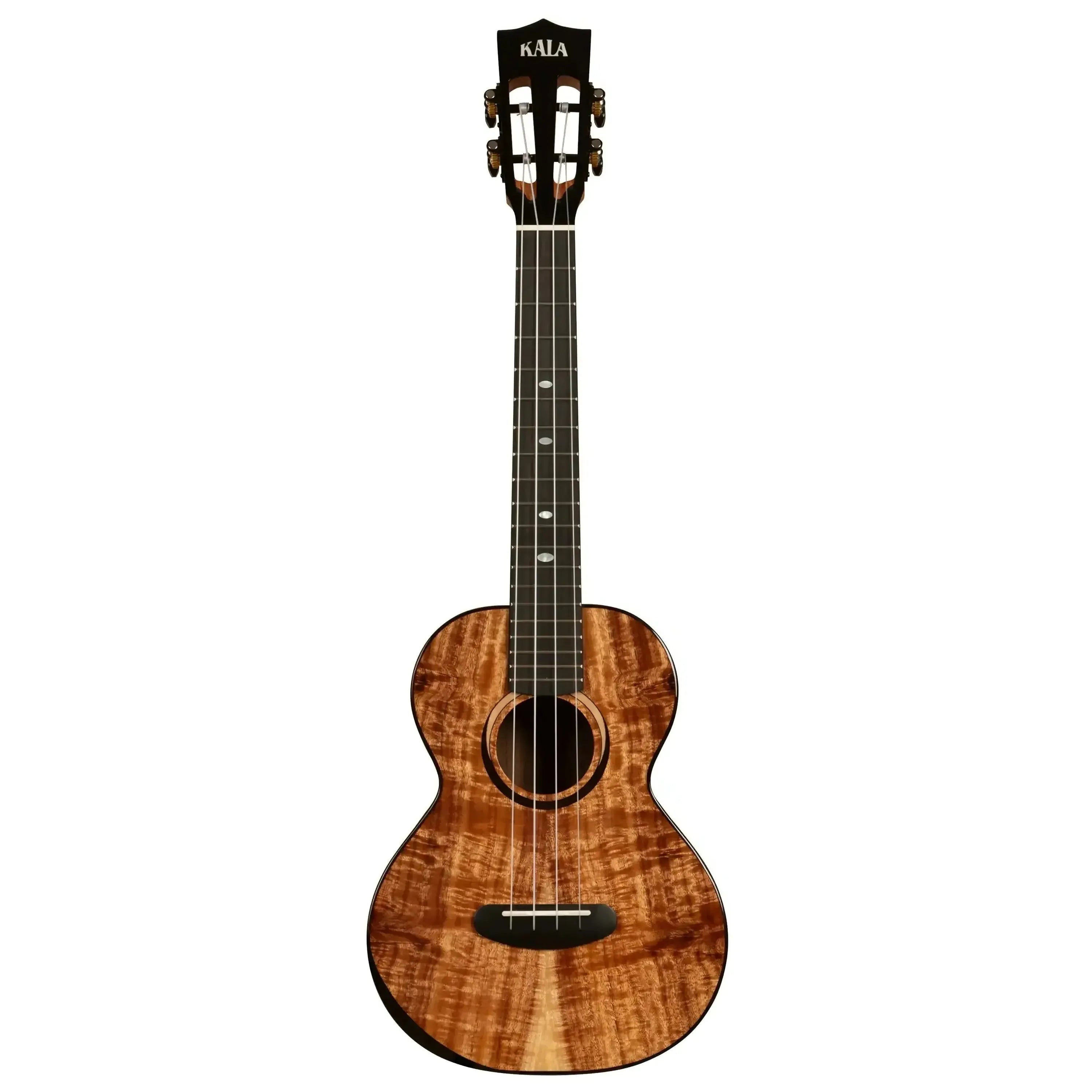 Kala CT-SA-TG Contour Series tenor ukulele, solid acacia body, dark slotted headstock, and ebony fingerboard.