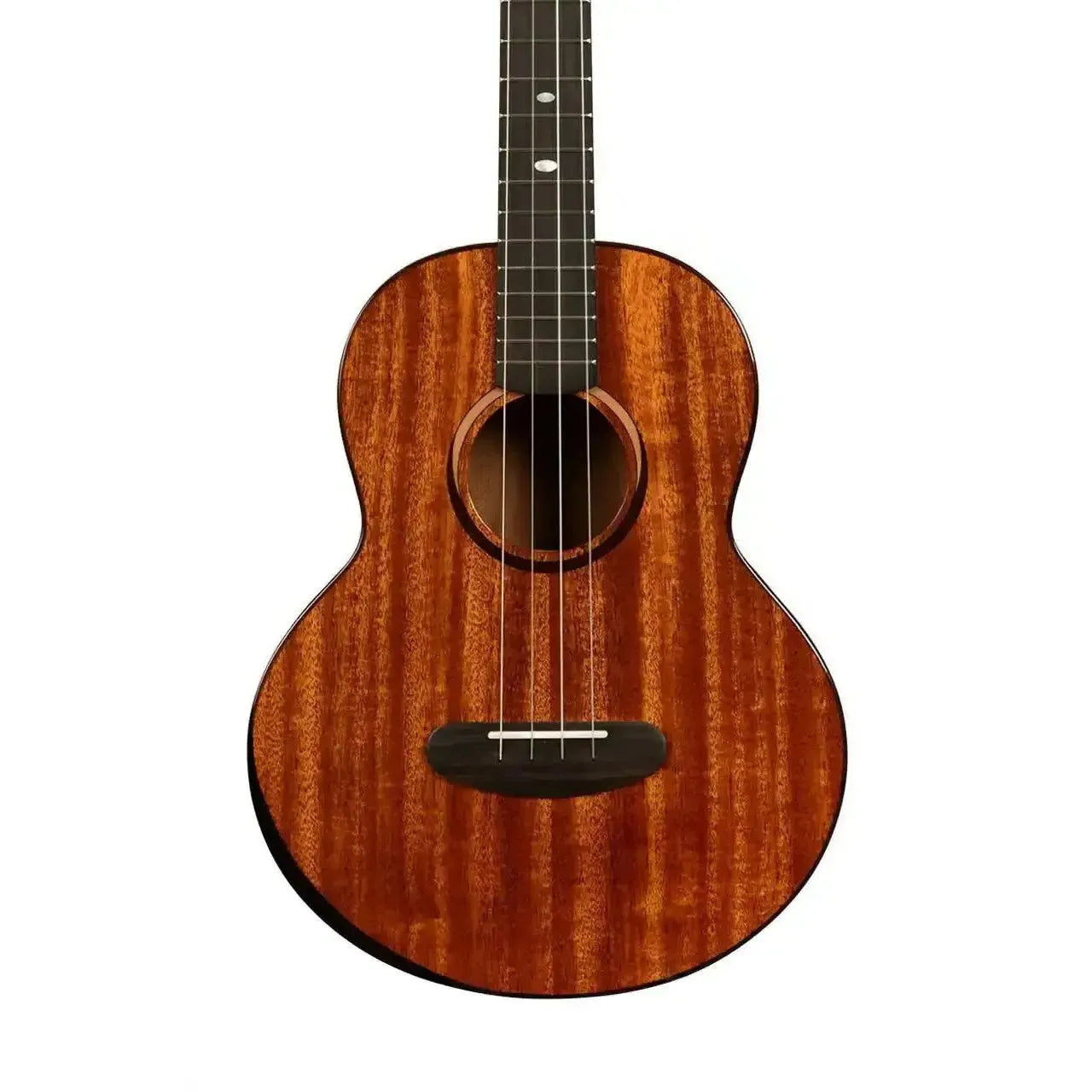 Kala Contour Series Baritone Ukulele with solid mahogany body, gloss finish, and ebony fingerboard.